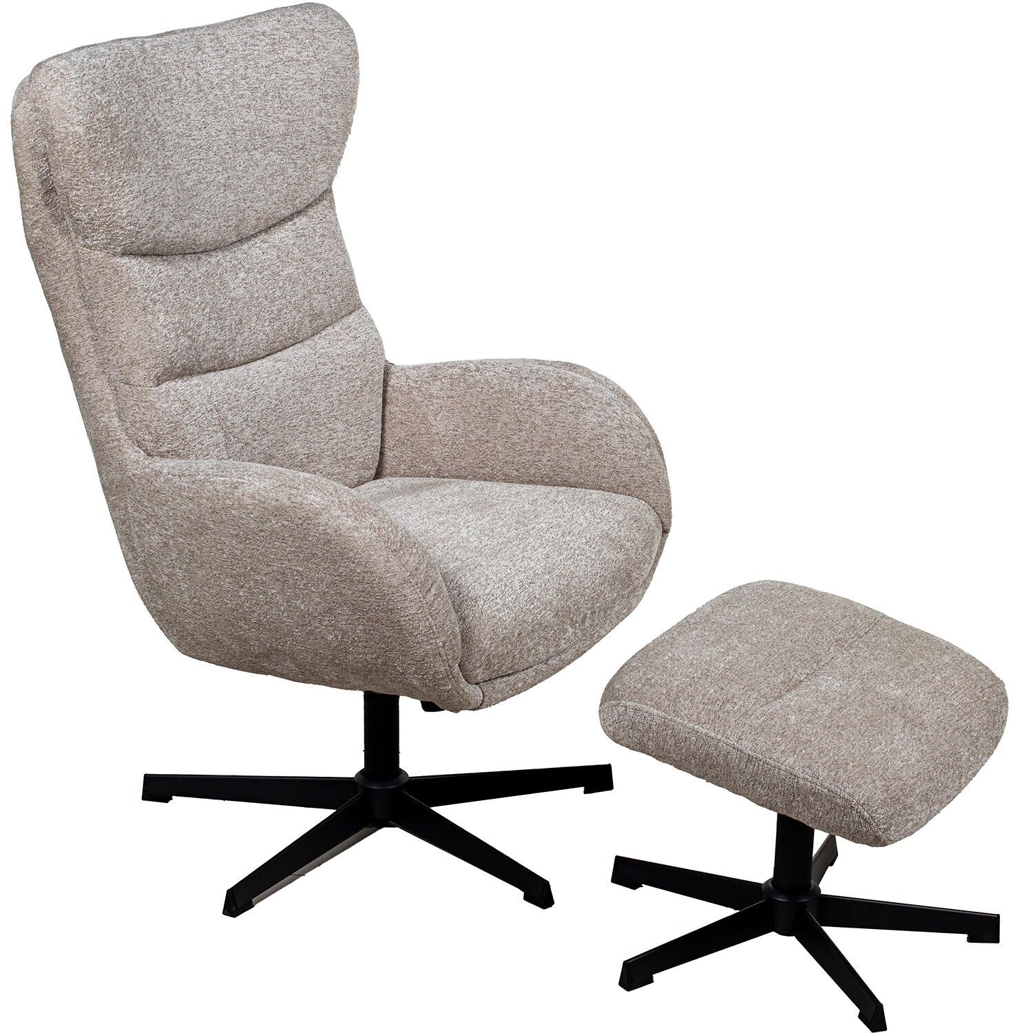 Light brown swivel recliner with footrest and metal legs, 75x82x108cm, 51x46x43cm ST74647