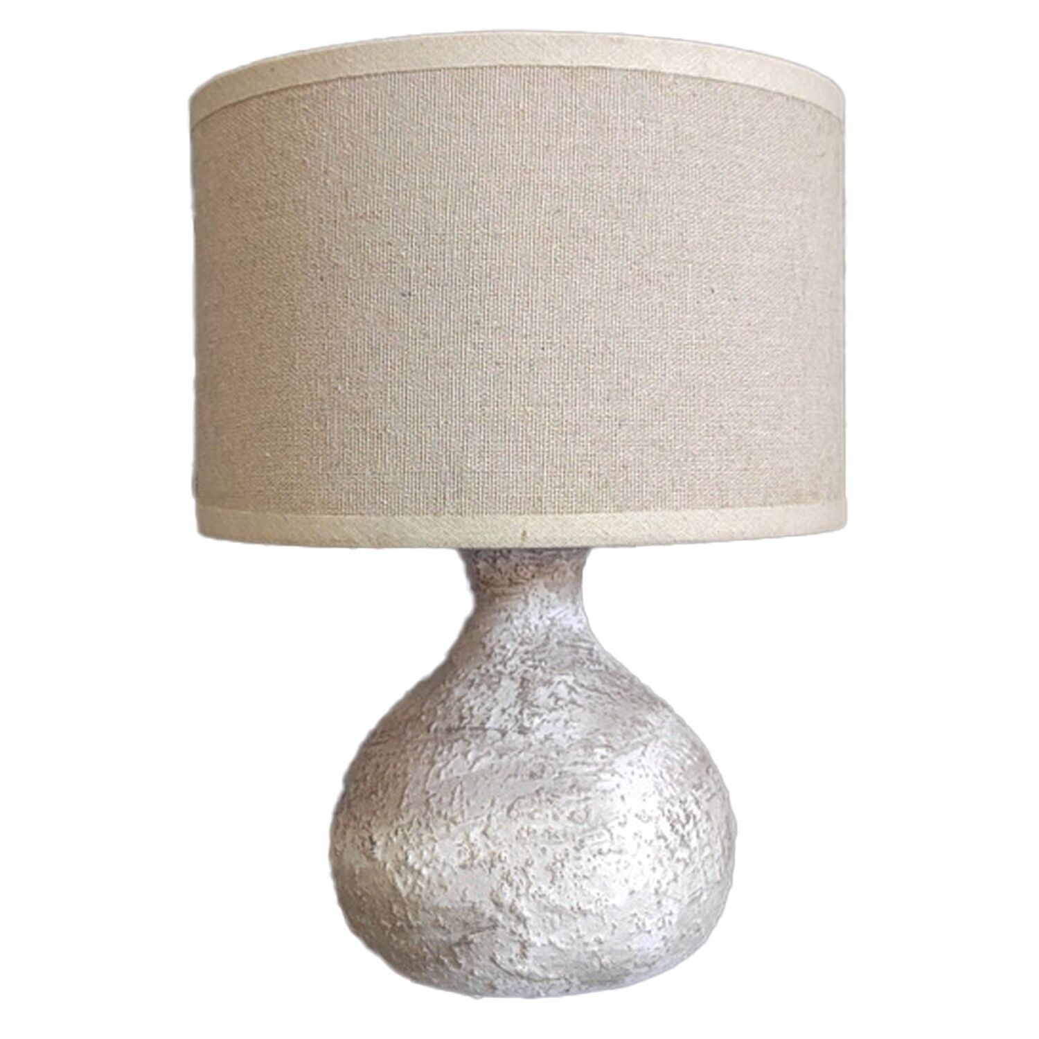 Lampada da tavolo in ceramica grigia anticata con paralume in lino 20x26cm, 1xe27 max60w no in ST75657