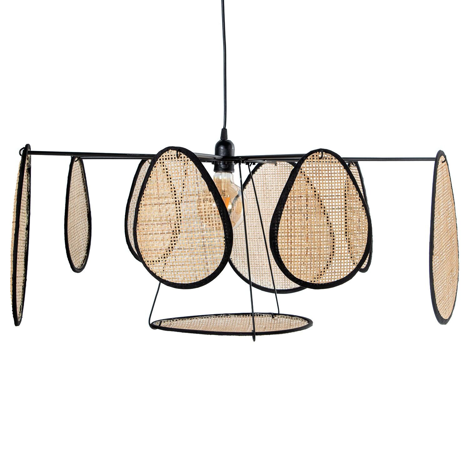 Lampada da soffitto in rattan, 1xe27 max40w non inclusa, 72x20x63cm, cavo nero: 140cm ST75692
