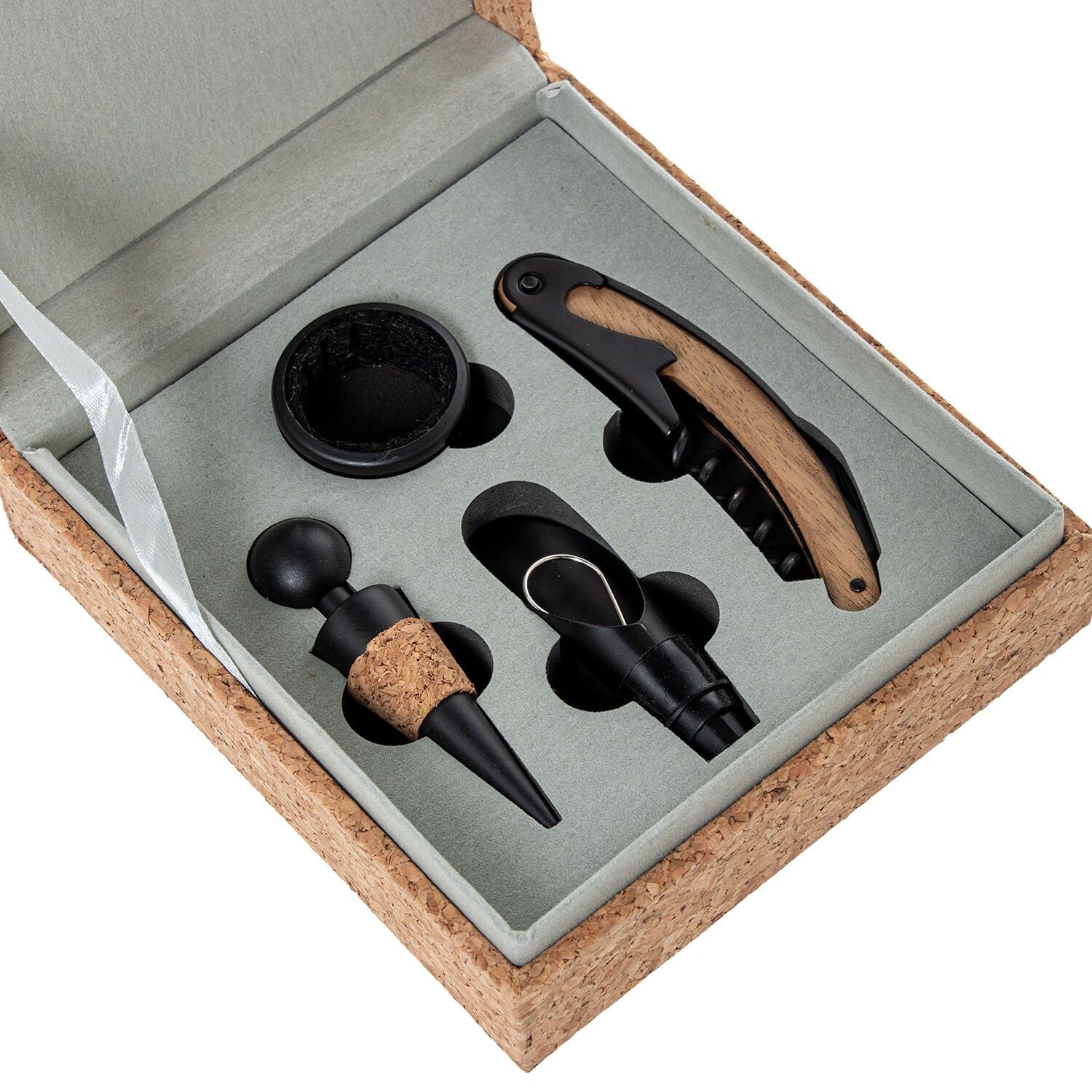 Set of 4 wine utensils in cork box 15x17x5, 5cm ST80176