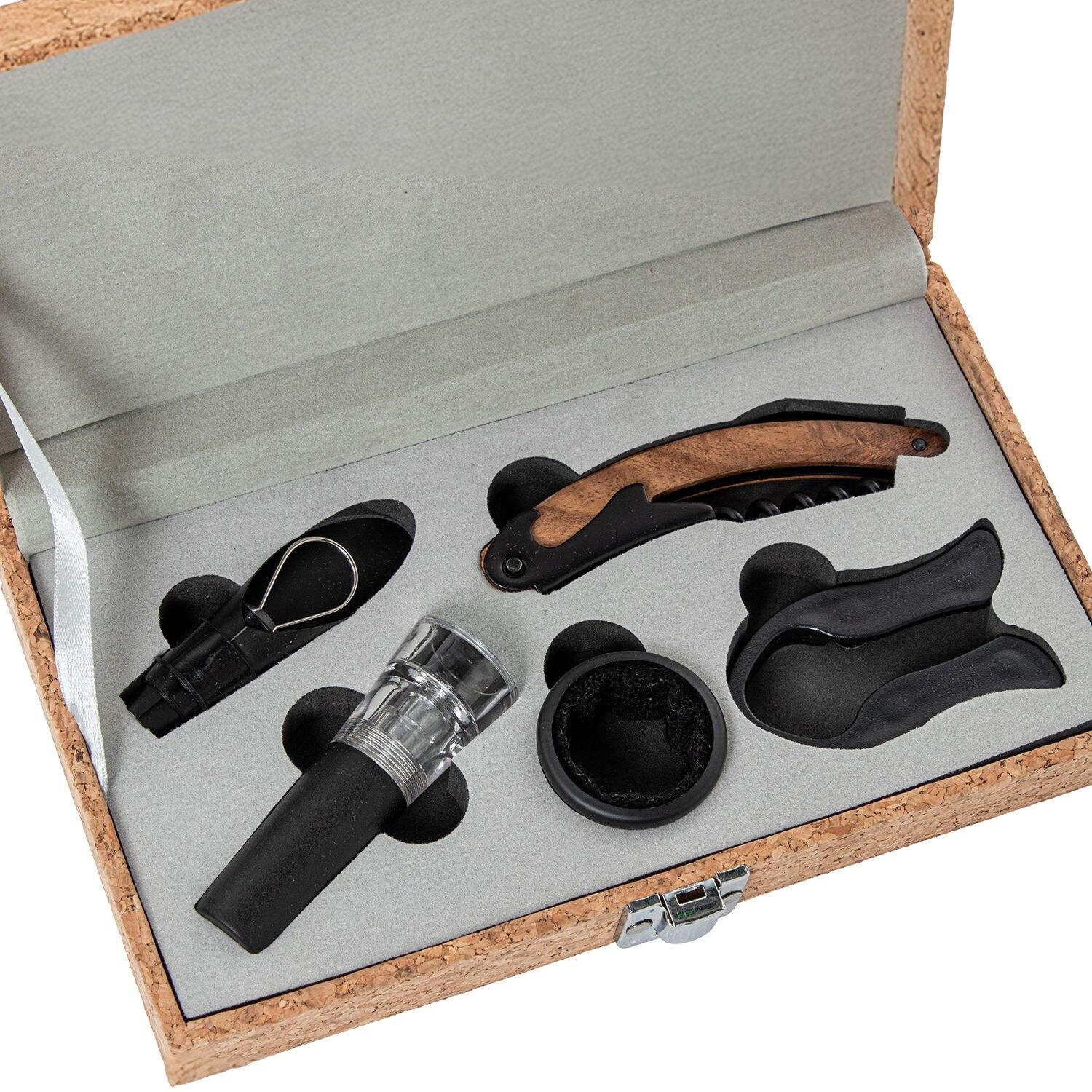Set of 4 wine utensils in cork box 22, 5x12x5, 5cm ST80181