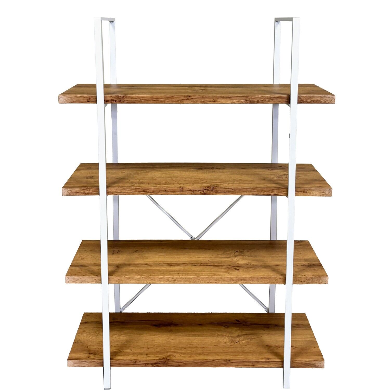 Shelving with 4 shelves DM and laminamelamine, white metal 100x33x140cm ST80211