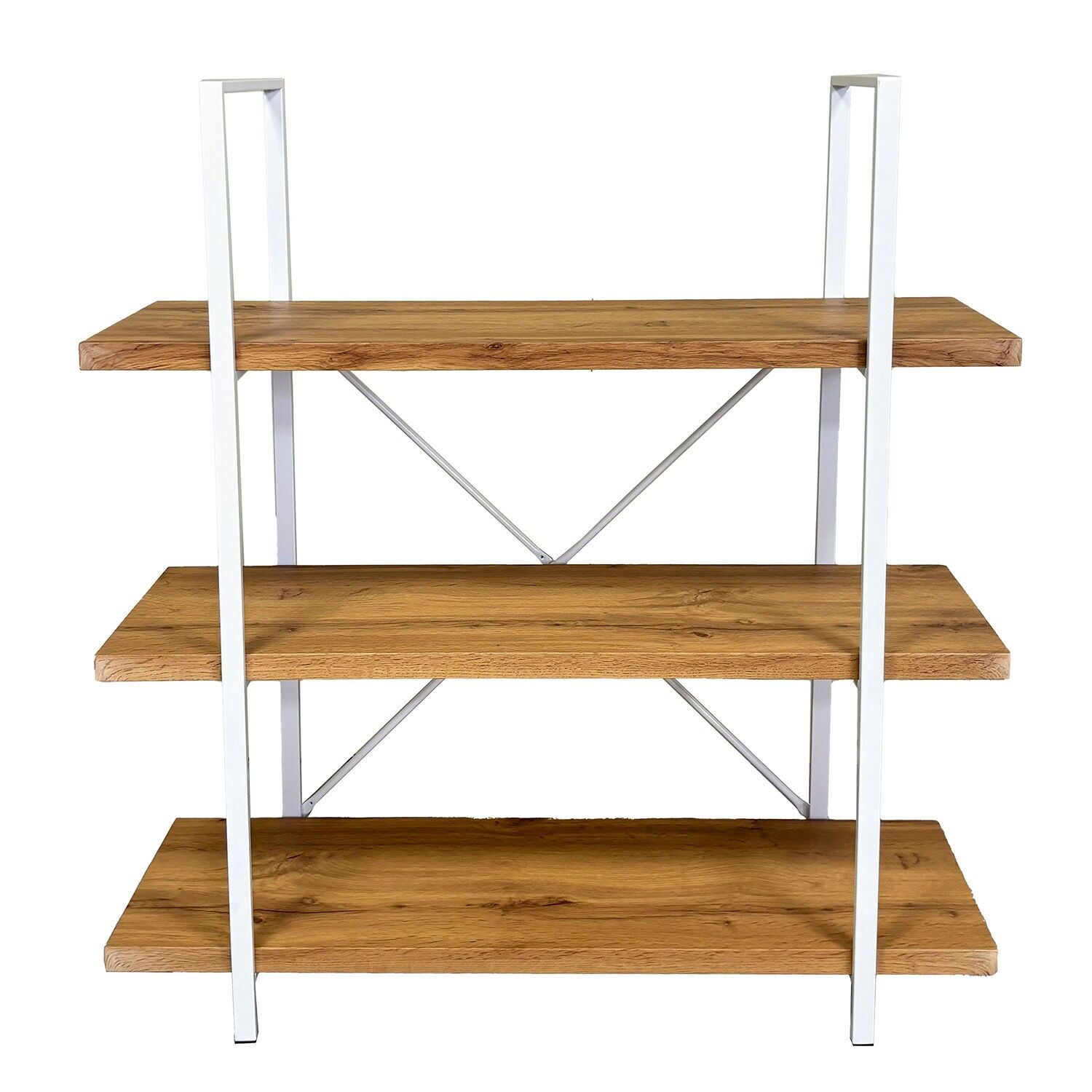 Shelving with 3 shelves DM and laminamelamine, white metal 100x33x106cm ST80212