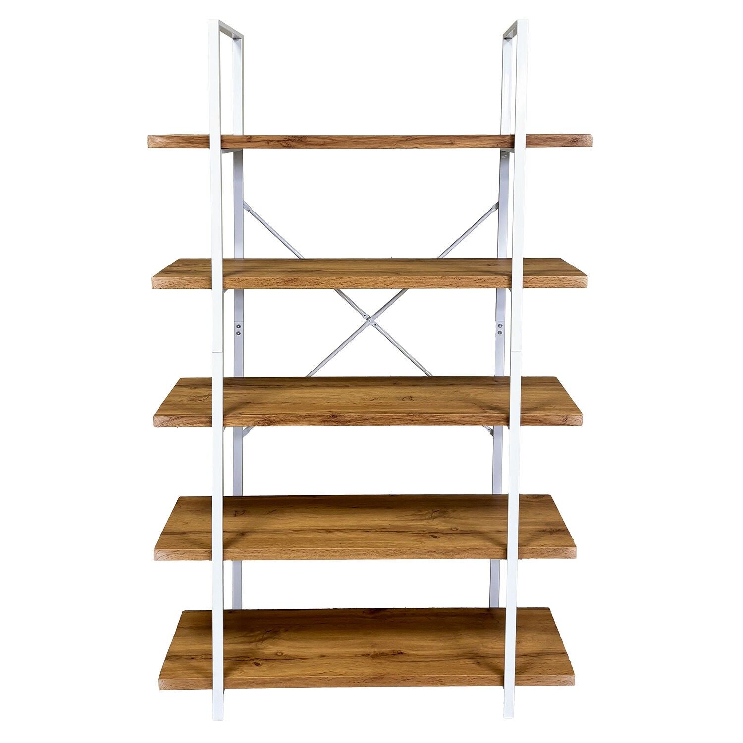 Shelving with 5 shelves DM and laminamelamine, white metal 100x33x174cm ST80213