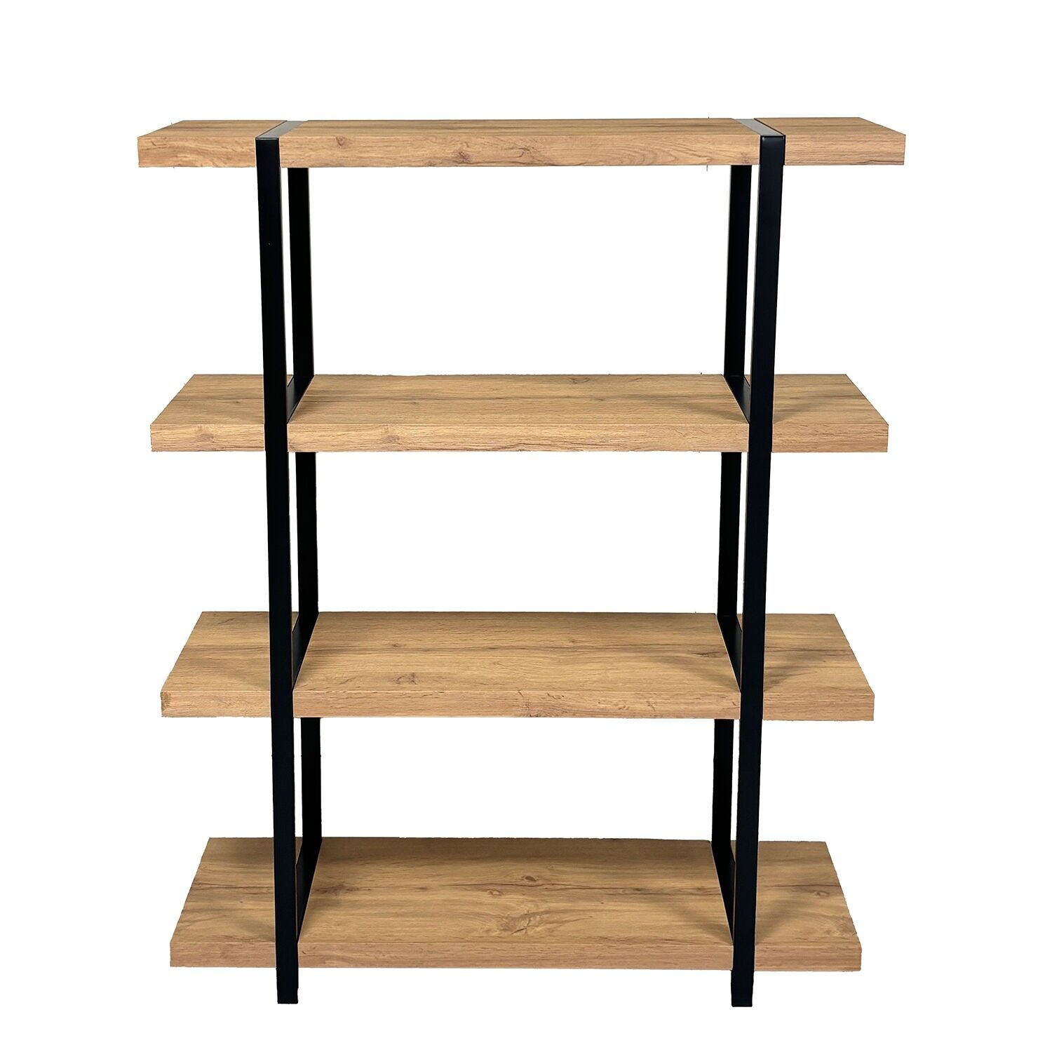 Shelving with 4 shelves DM and laminamelamine, black metal 100x30x130cm ST80220