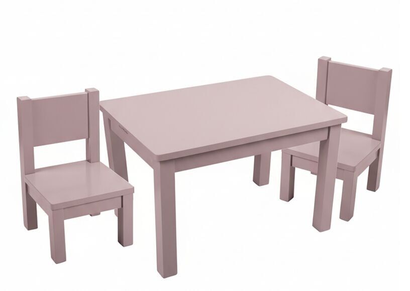Montessori-Tisch und 2 Stühle - Kinder 1-4 Jahre - Massivholz - Heidekraut-Mauve