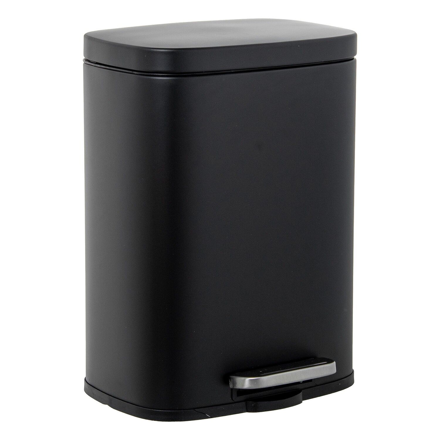 Stainless steel waste bin 12L with pedal, black, 29x25x39cm ST82642