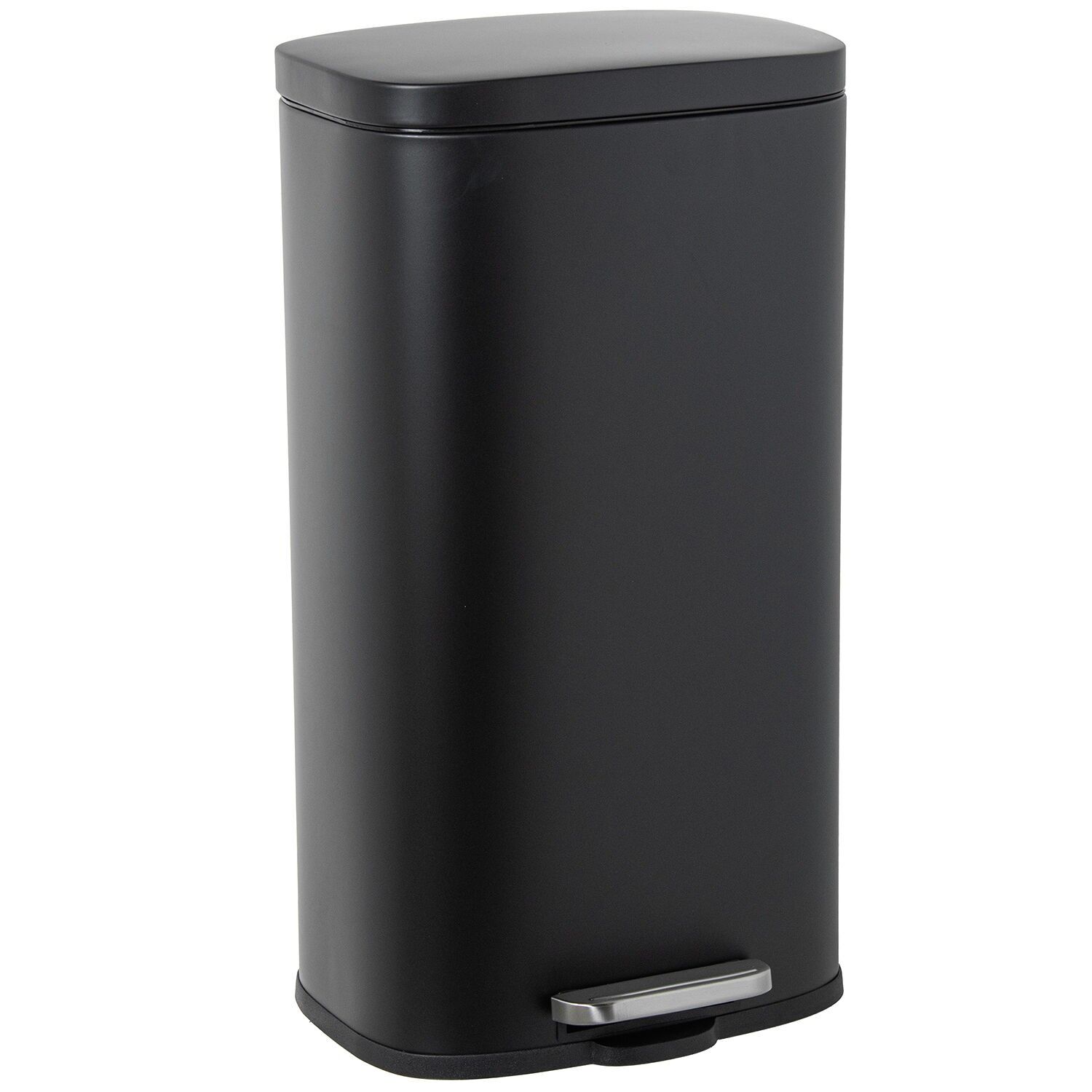 Stainless steel waste bin 30L with pedal, black, 34x30x64cm ST82643