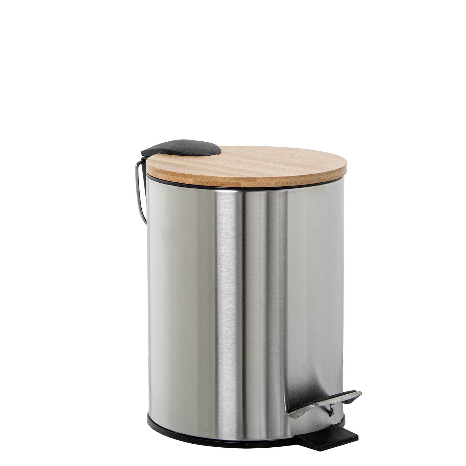 3L stainless steel waste bin with pedal, matte wooden lid, 17x23cm ST82653
