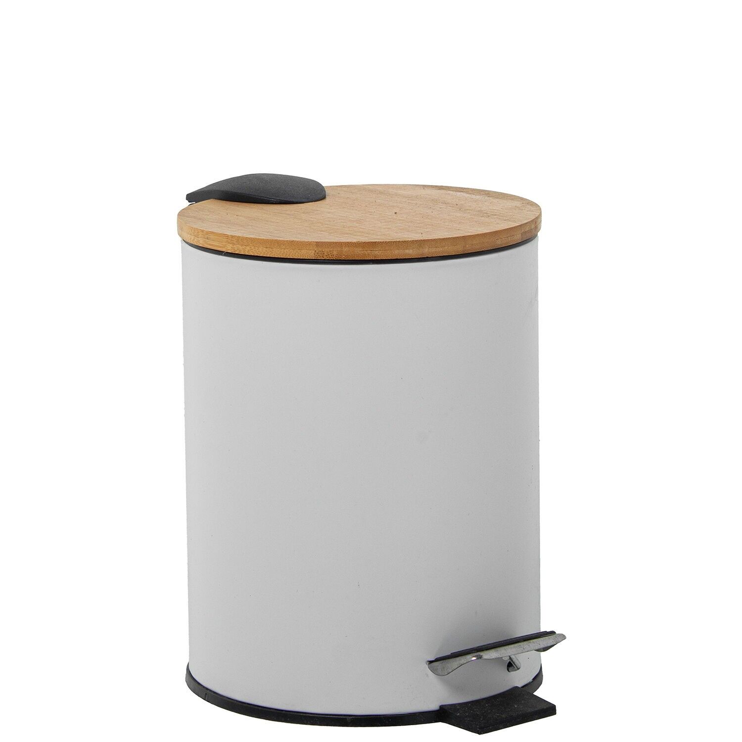 5L stainless steel waste bin with pedal and white wooden lid, 20x28cm ST82658