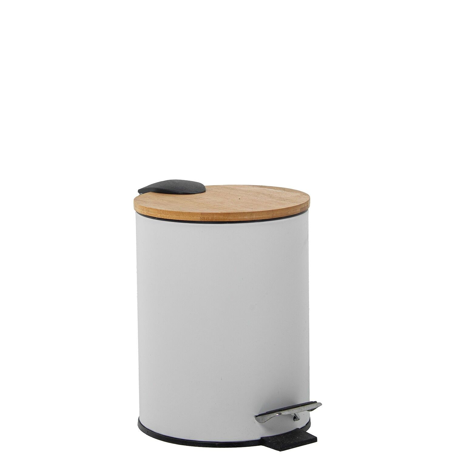 Stainless steel 3L waste bin with pedal, white wooden lid, 17x23cm ST82657