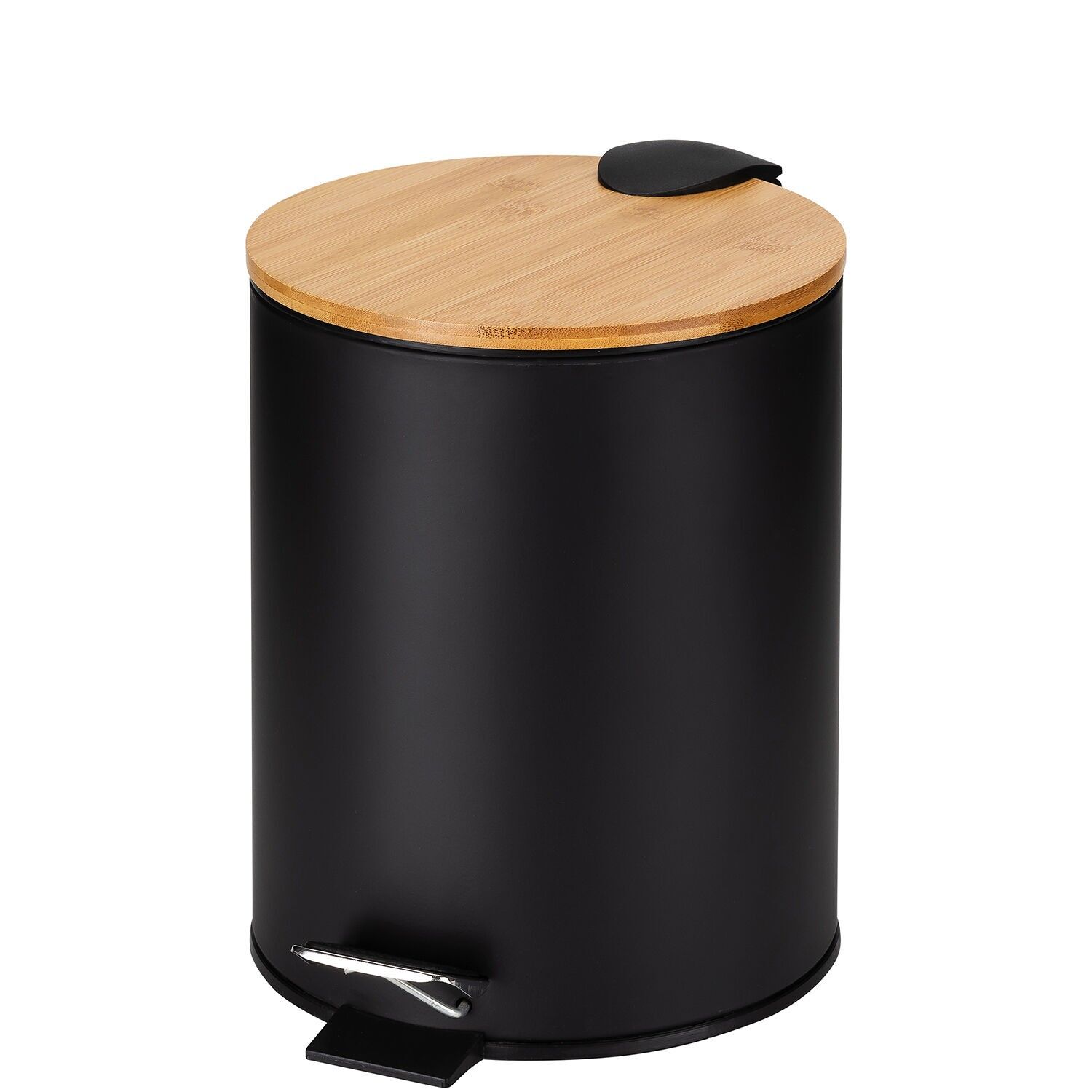 5L stainless steel waste bin with pedal and black wooden lid, 20x28cm ST82671