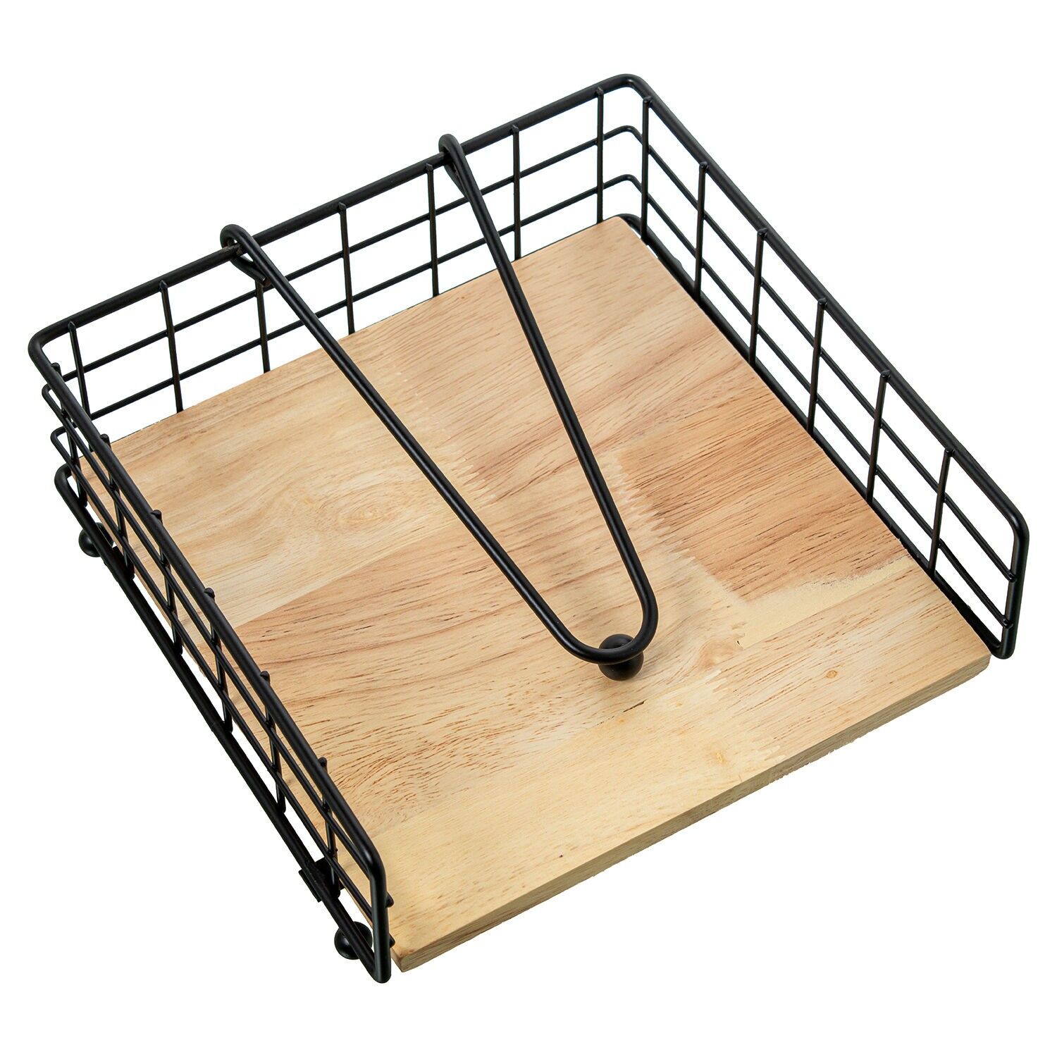 Metal napkin holder, black wood 19x19x7cm ST82709