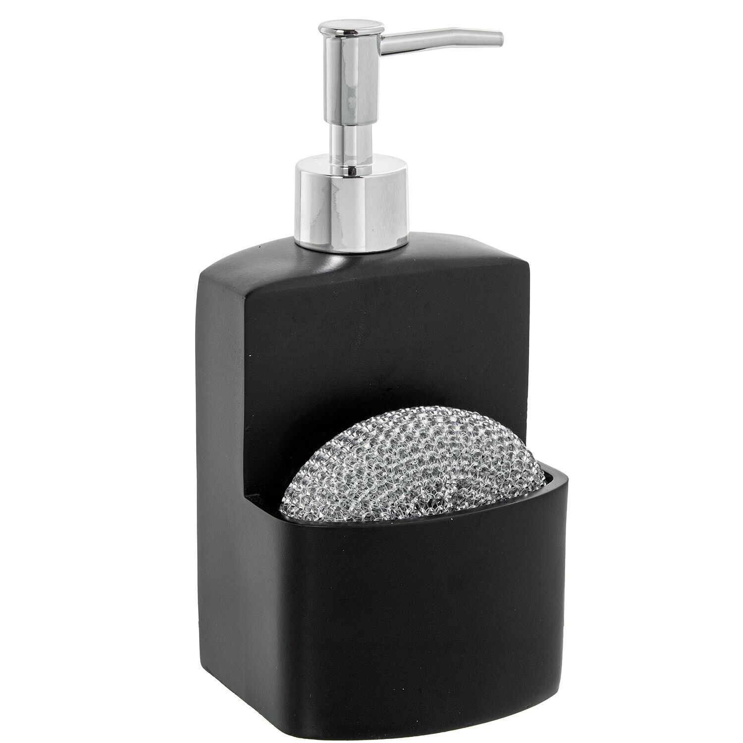 Dispenser with black polyresin scouring pad 9x9x18, 5cm ST82762