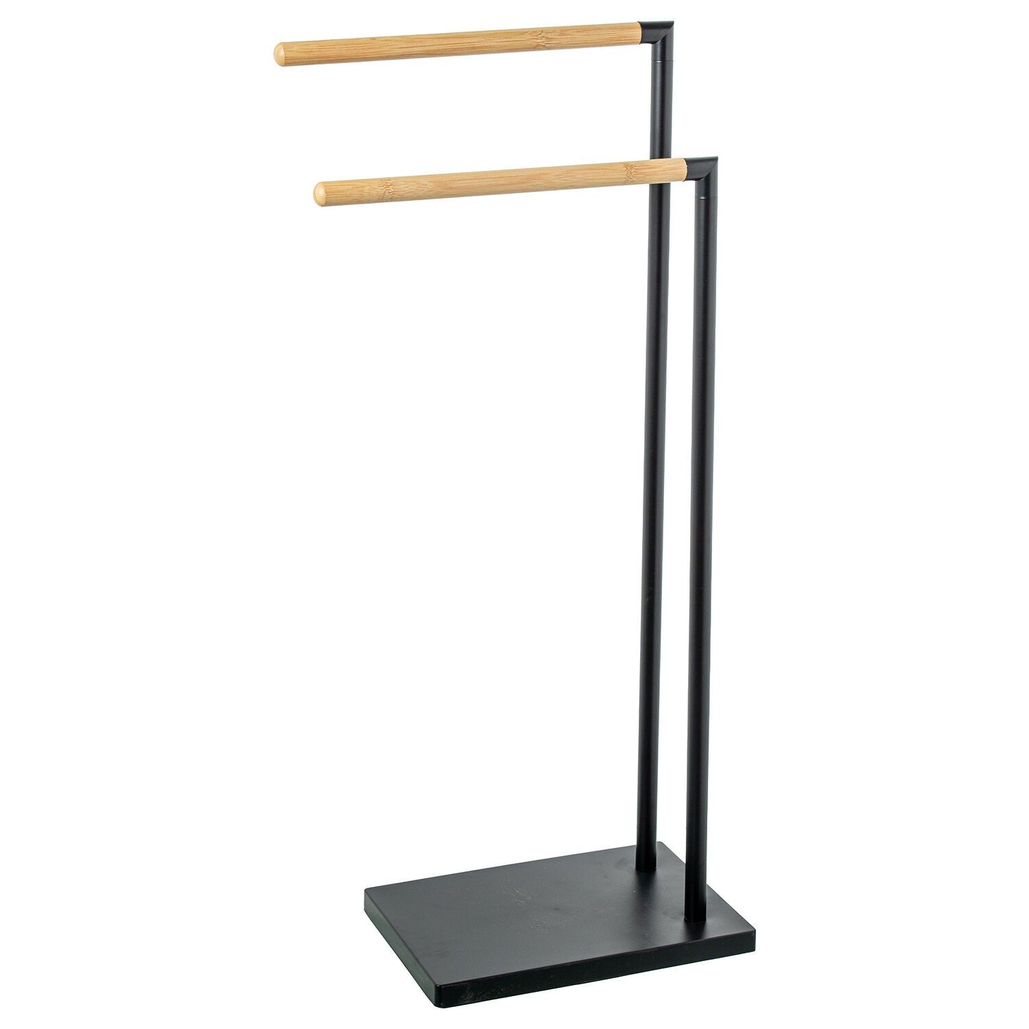 Metal foot towel rack, black wood 37x20x79cm ST82774