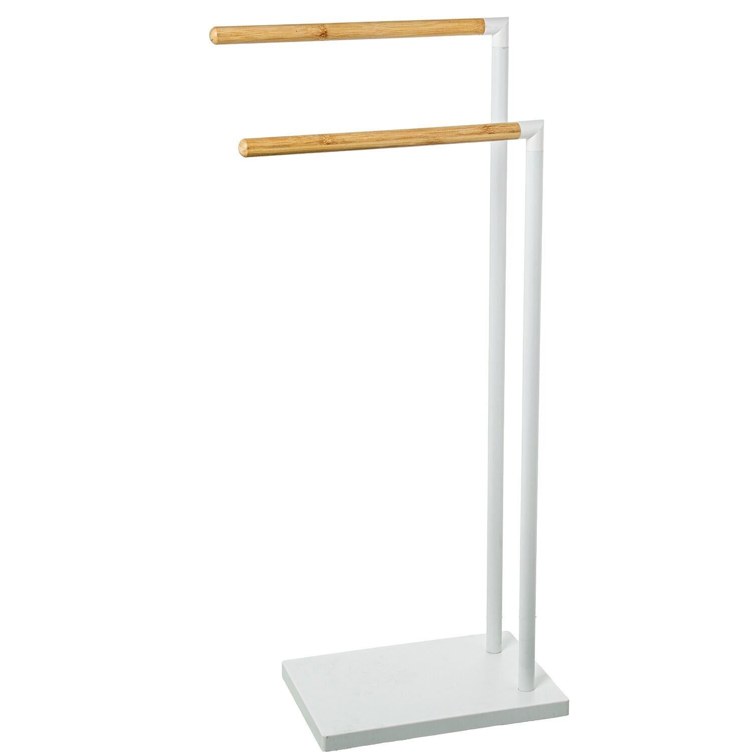 Metal foot towel rack, white wood 37x20x79cm ST82770