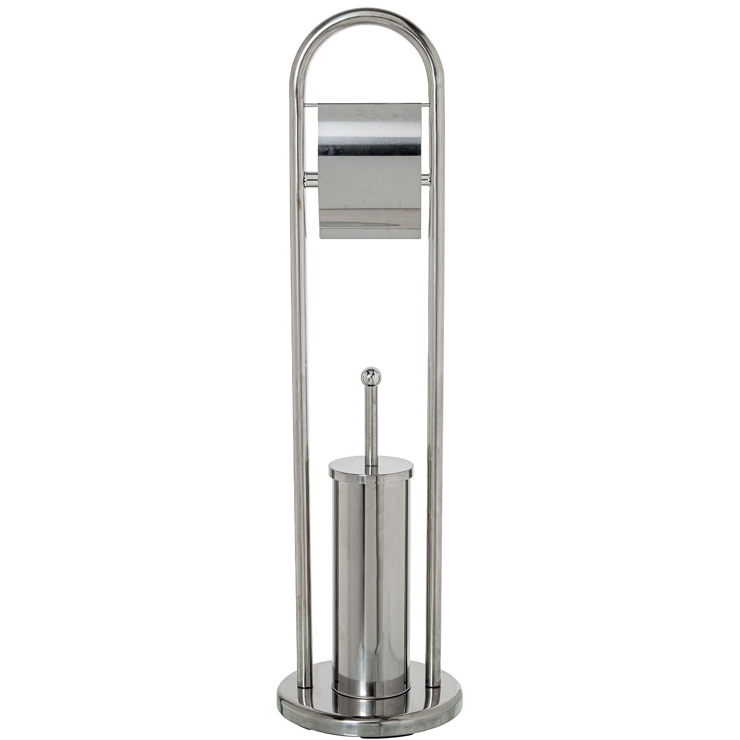 Toilet roll holder with toilet brush, metal steel, 22x80cm ST82782