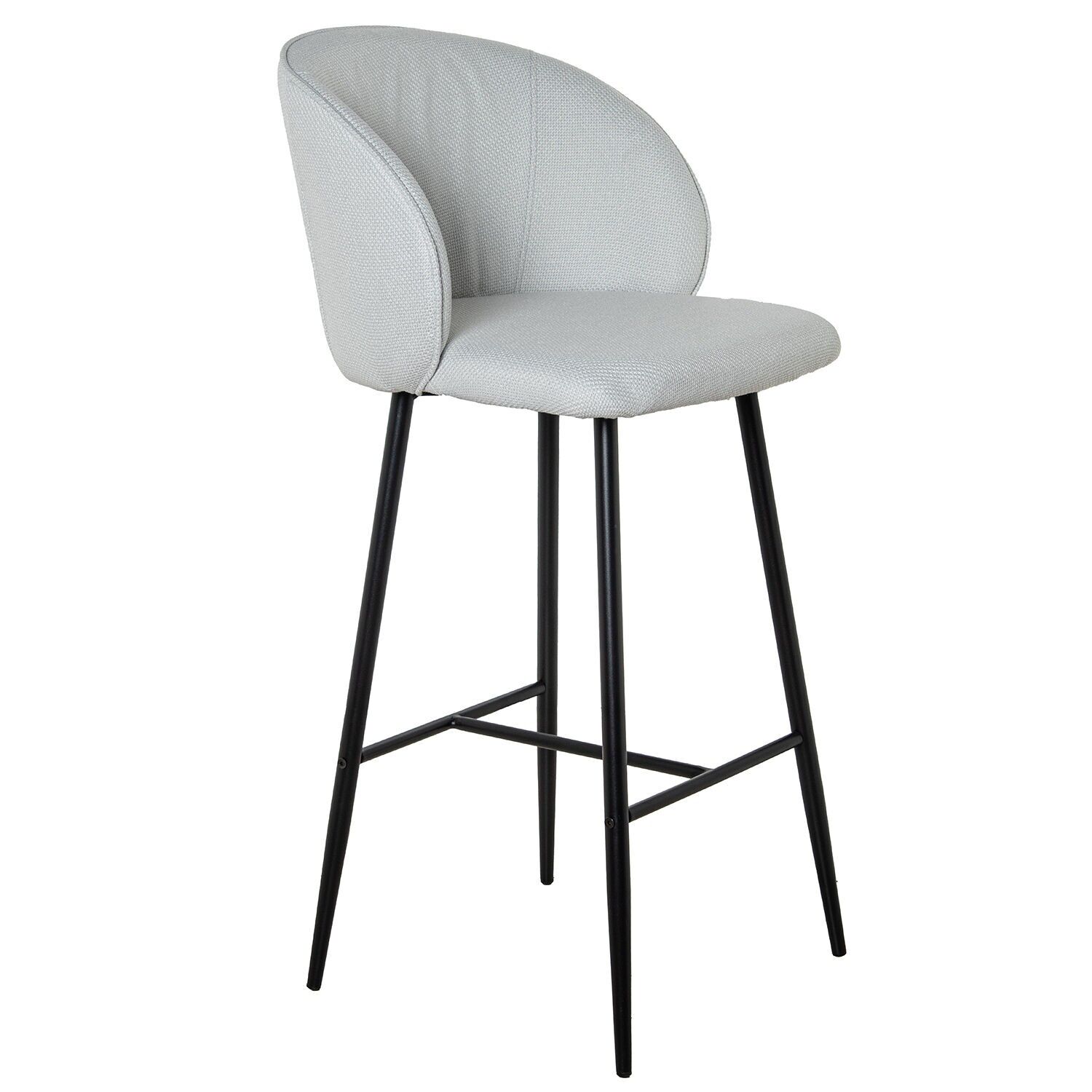 Black metal stool with light grey upholstery, 50x50x104cm, seat height: 75cm ST83108