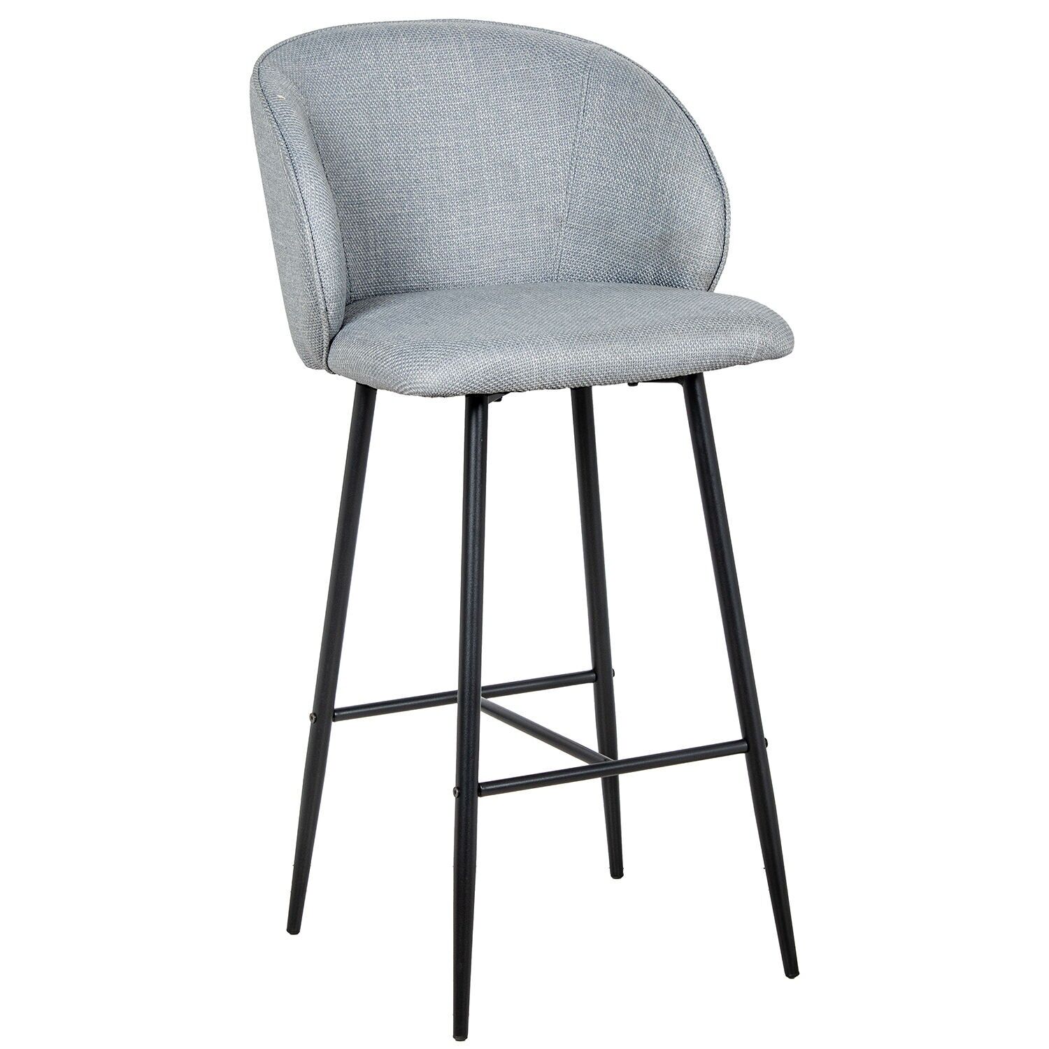 Black metal stool with dark grey upholstery, 50x50x104cm, seat height: 75cm ST83109