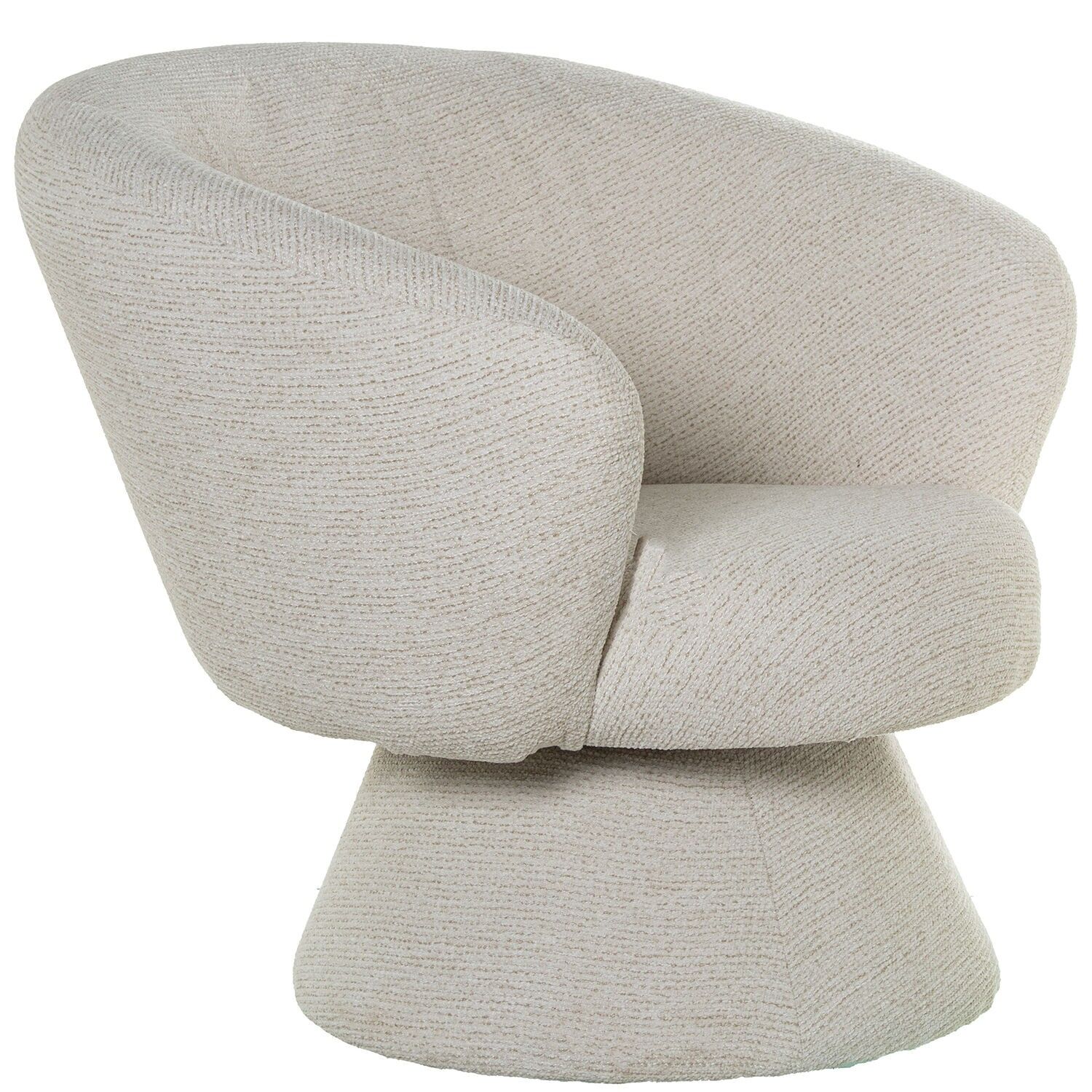 Swivel armchair, wooden, upholstered, beige, 75x78x73cm, seat height: 40cm ST83115