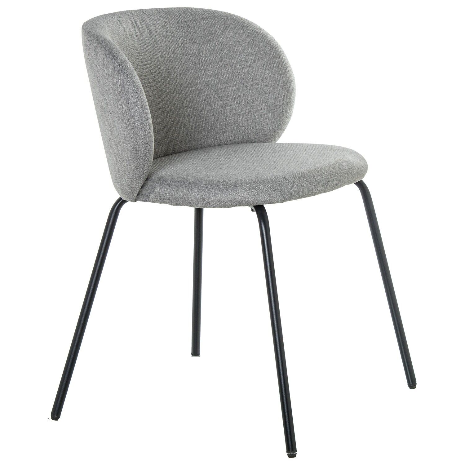 Black metal chair with grey upholstery, 56x52x78cm, seat height: 48cm ST83125