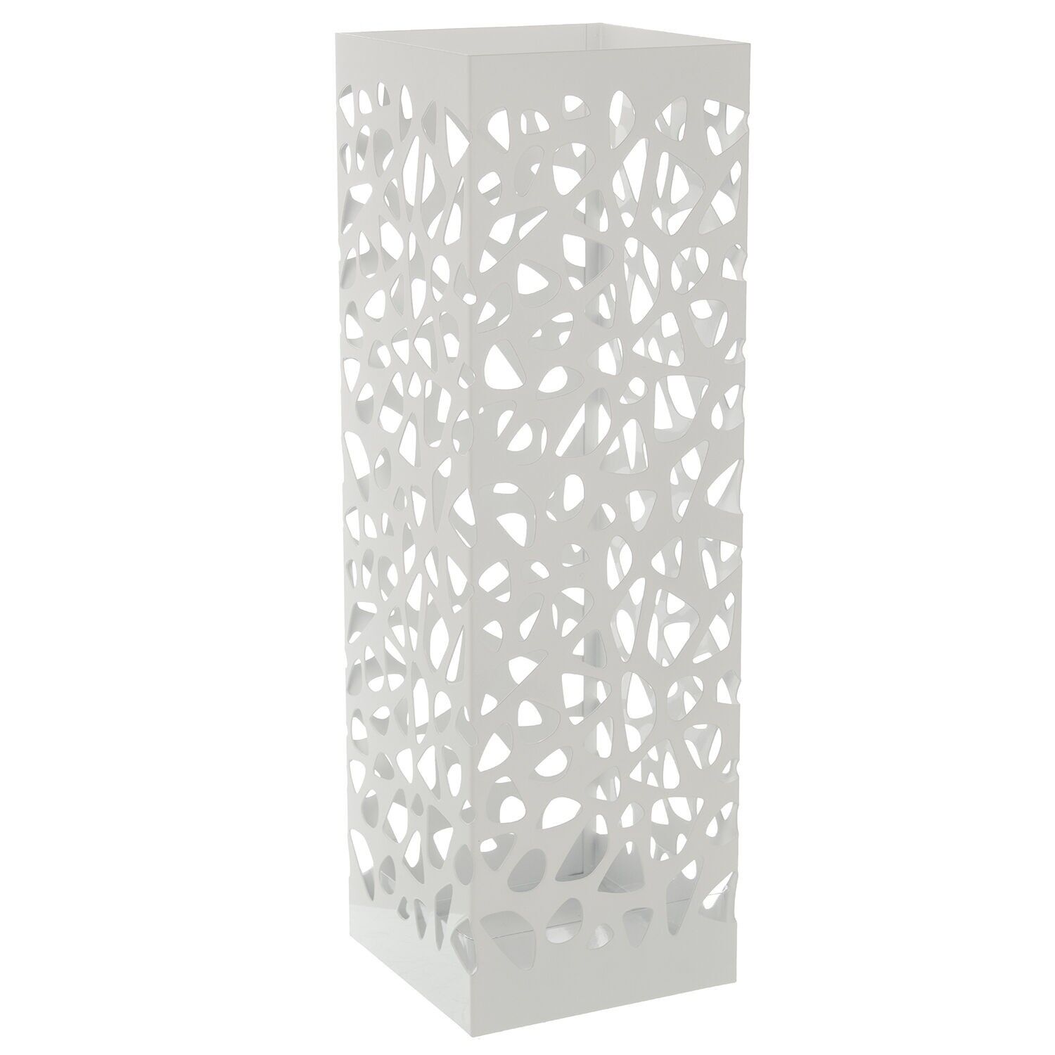 Square white metal umbrella stand 15.5x15.5x49cm ST83389