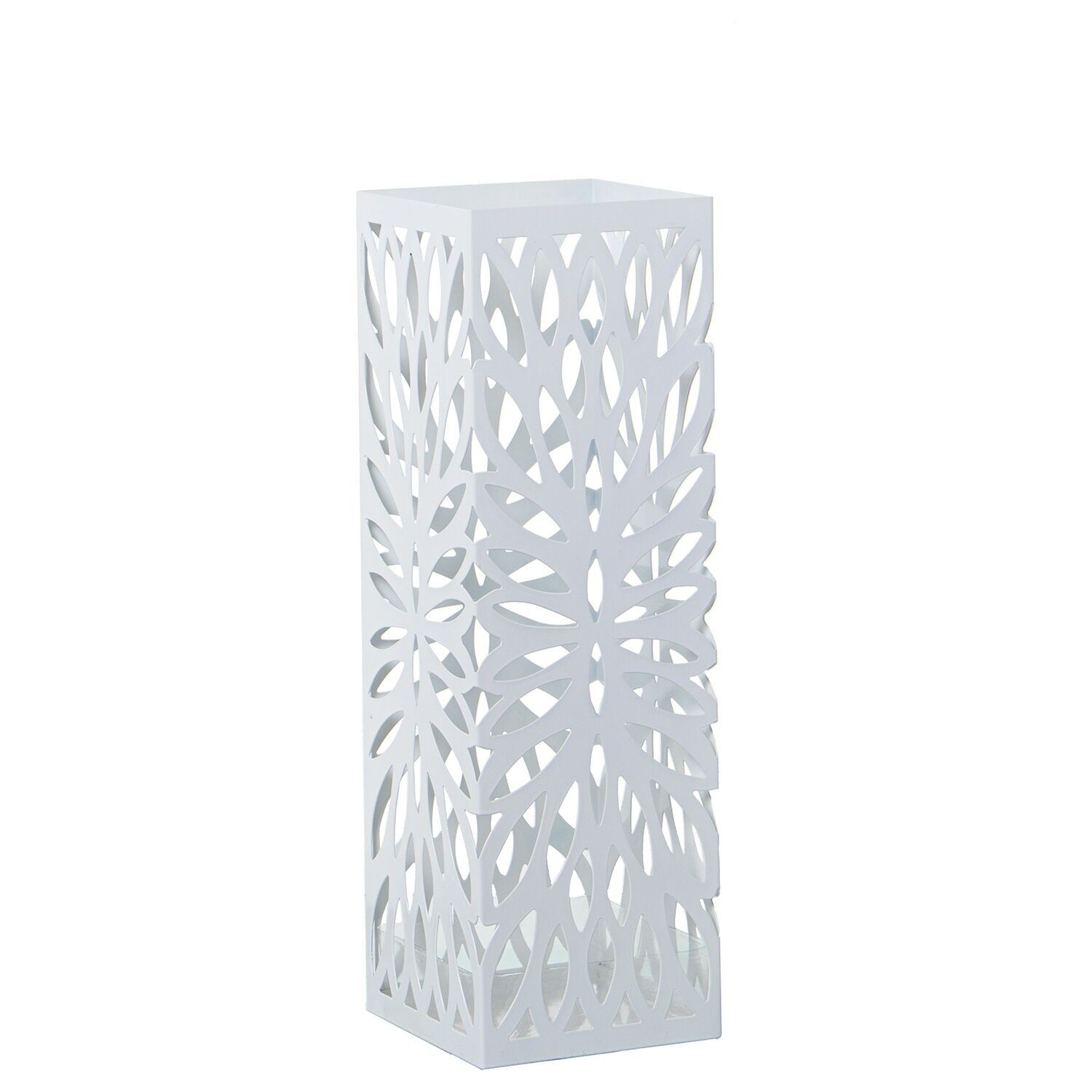 Square white metal umbrella stand 15.5x15.5x49cm ST83567