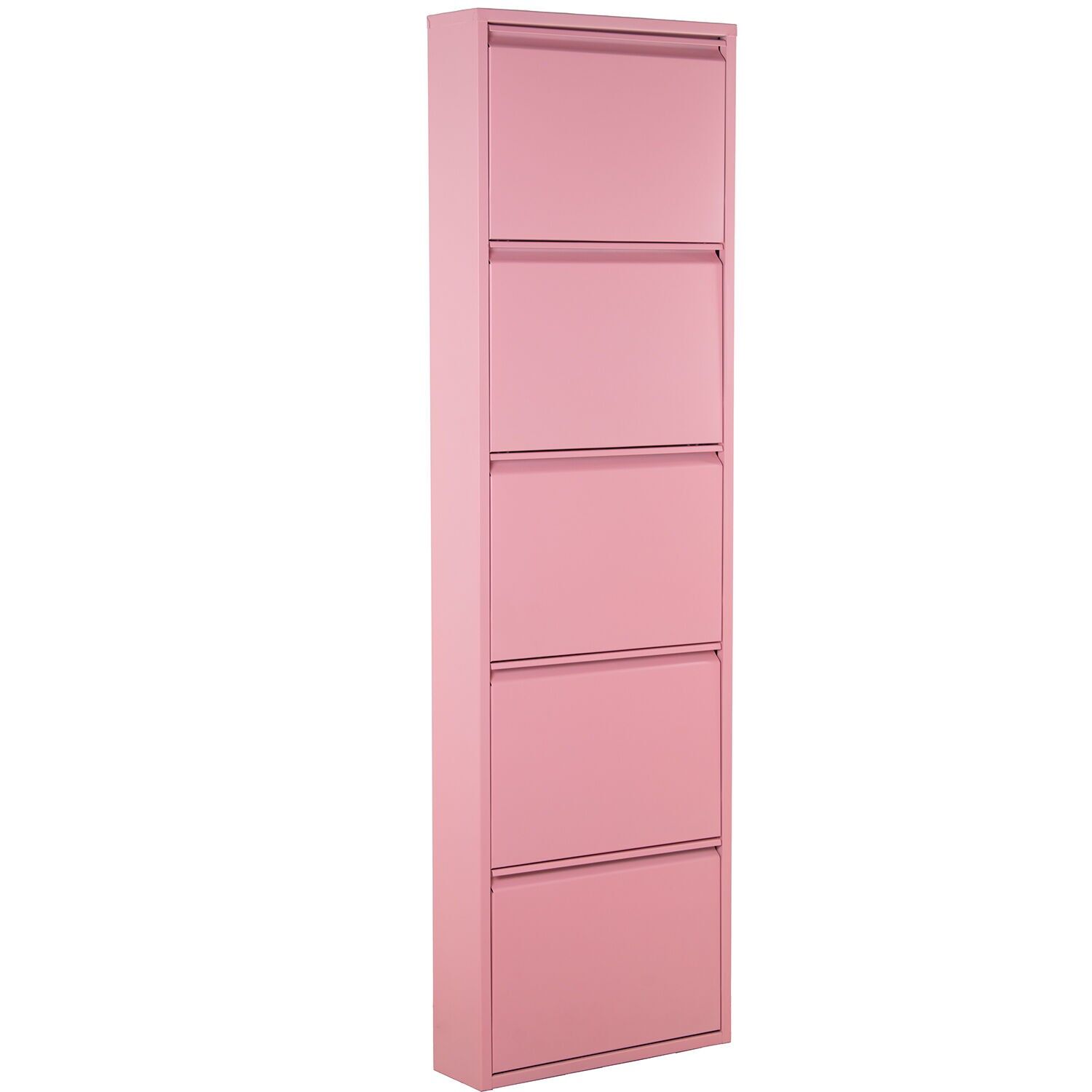 Metal shoe cabinet with 5 drawers, light pink, 50x15x170cm ST83625
