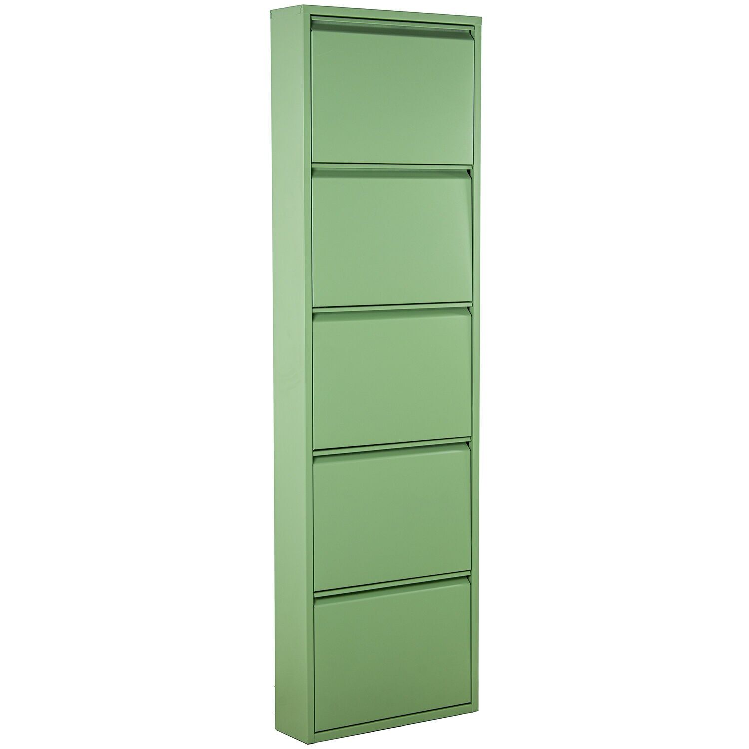 Metal shoe cabinet with 5 drawers, pale green, 50x15x170cm ST83626