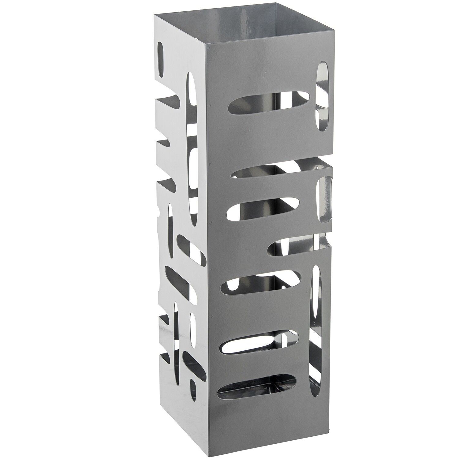 Square silver metal umbrella stand 15.5x15.5x49cm ST83634