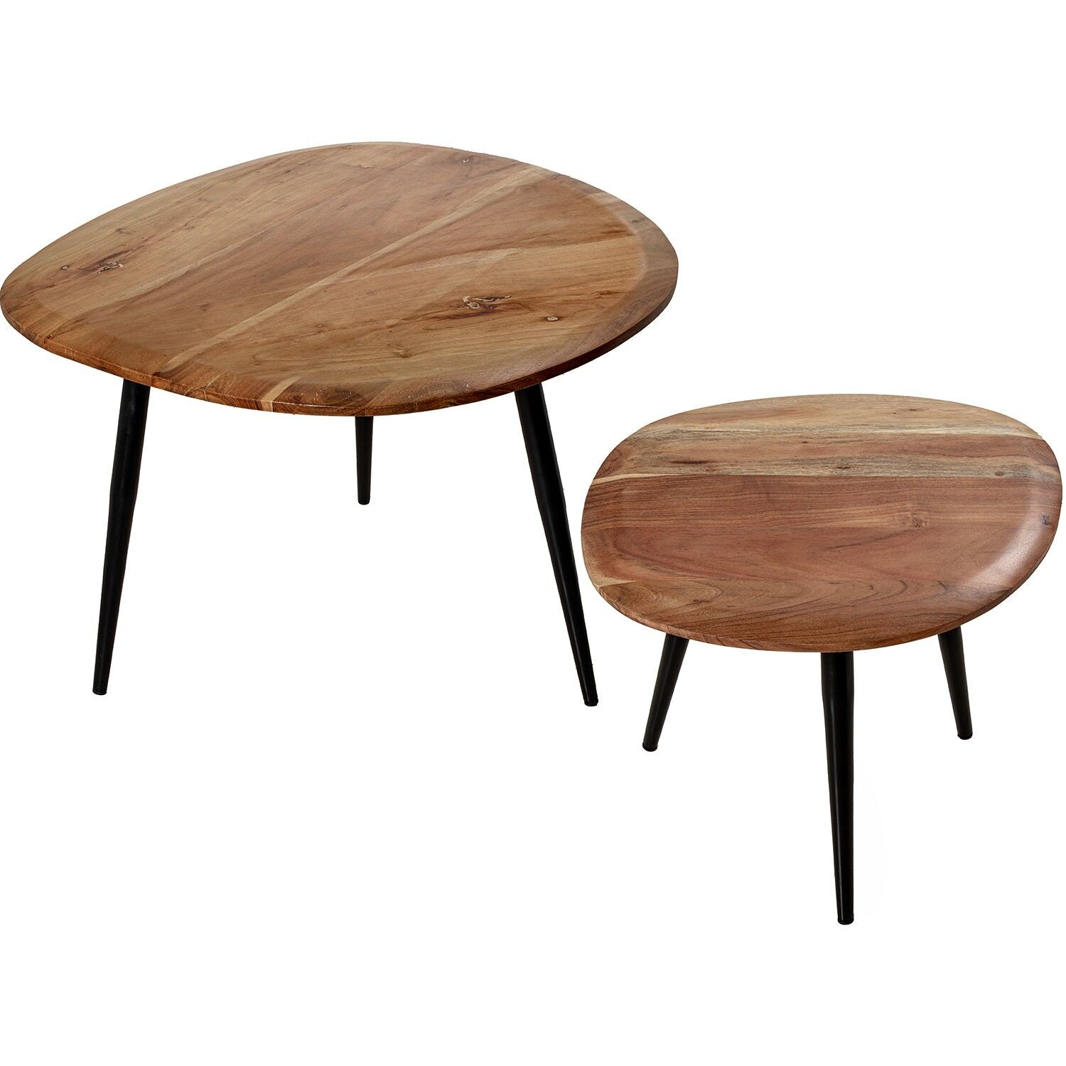 Set of 2 tables with mango wood tops and metal legs, 86x76x40 and 51x40x50cm ST83641