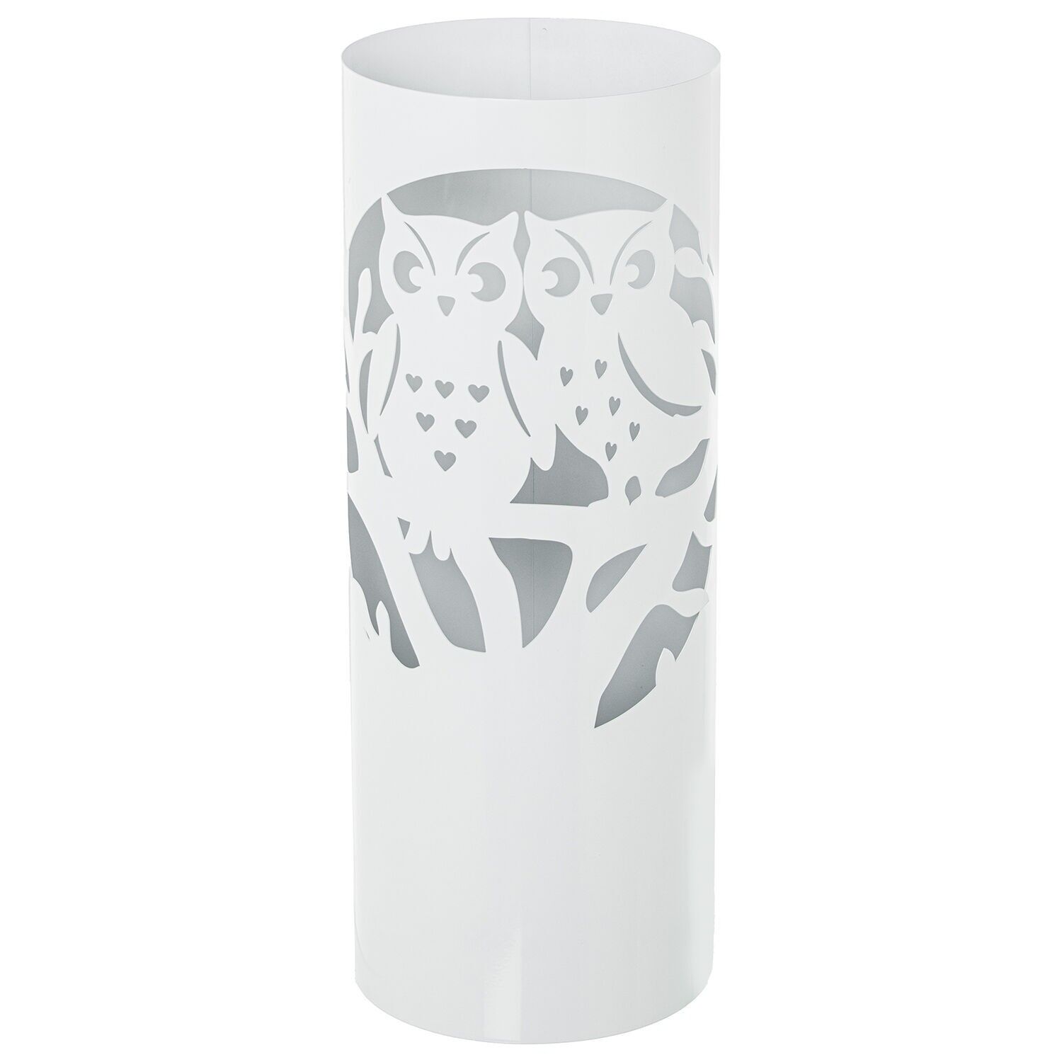 Owl white round metal umbrella stand 19x19x49 cm ST83646