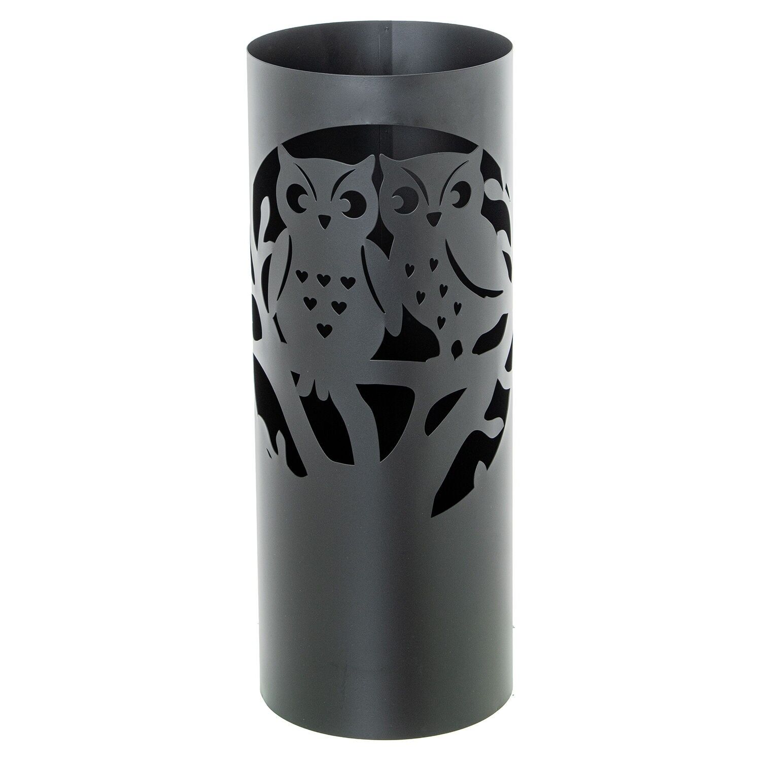 Black round metal umbrella stand owl 19x19x49 cm ST83647