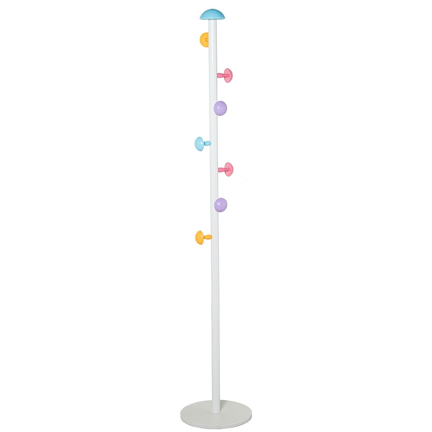 Metal coat rack with marble base, 6 acrylic knobs in various colors, 29x161cm ST83650