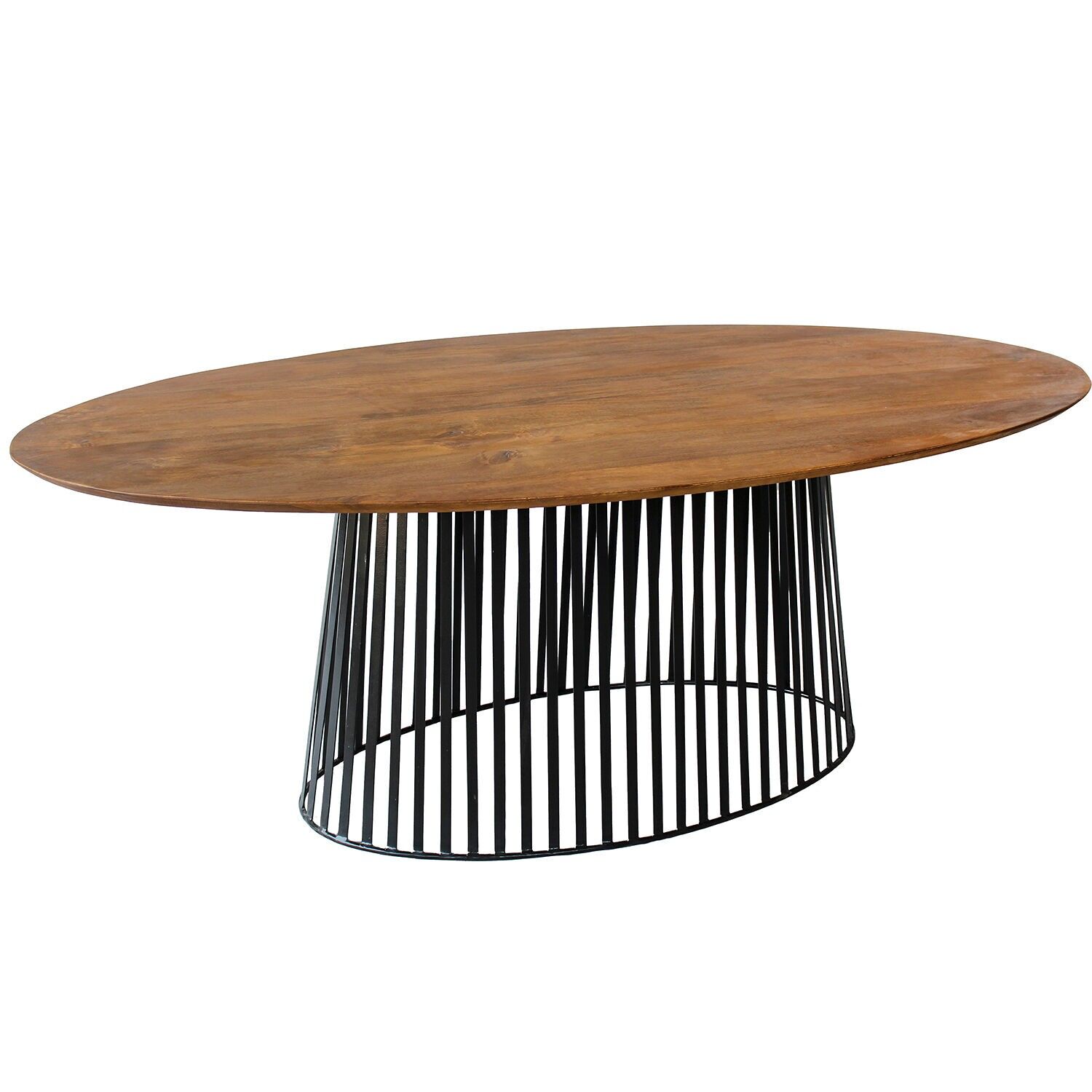 Oval dining table mango wood with walnut metal foot and 92318 200x100x75cm table thickness: 28mm ST83670