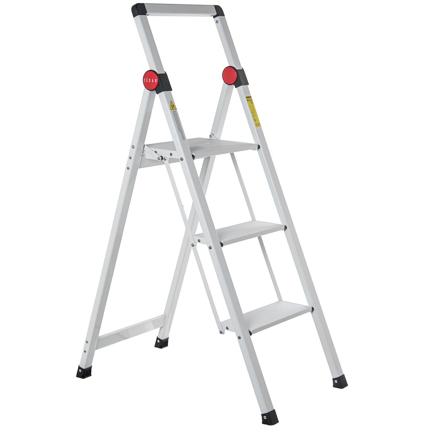 White aluminum ladder, 3 steps, 41x64x104.5cm open, 41x114x5.5cm closed ST84921