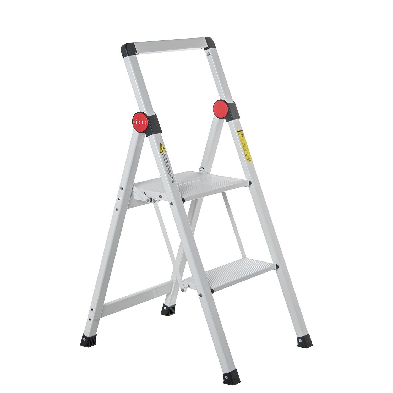 White aluminum ladder, 2 steps, 41x48x82.5cm open, 41x90x5.5cm closed ST84920