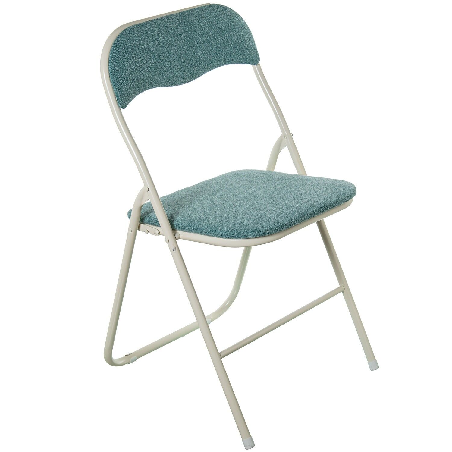 Folding chair, white metal, green fabric, 44x47x80cm, seat height: 45cm ST84924