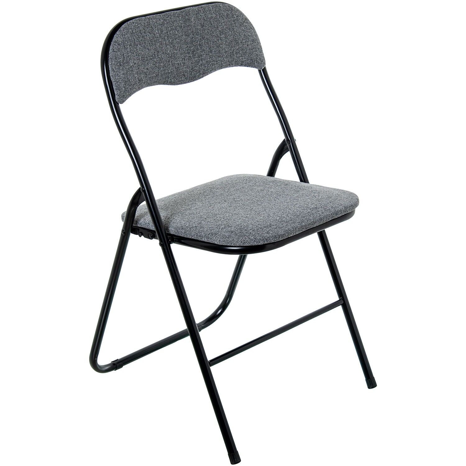 Folding chair, black metal, grey fabric, 44x47x80cm, seat height: 45cm ST84925