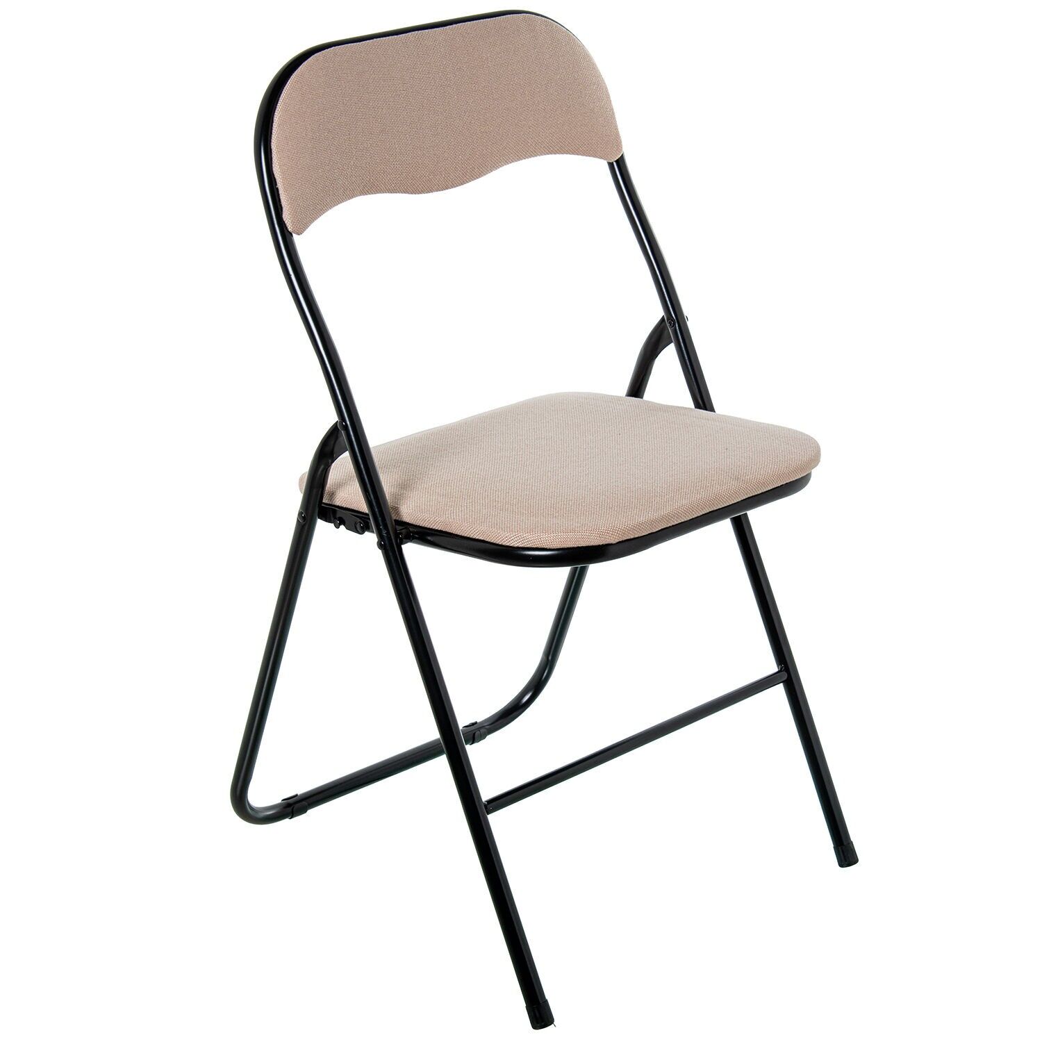 Folding chair, black metal, beige fabric, 44x47x80cm, seat height: 45cm ST84926