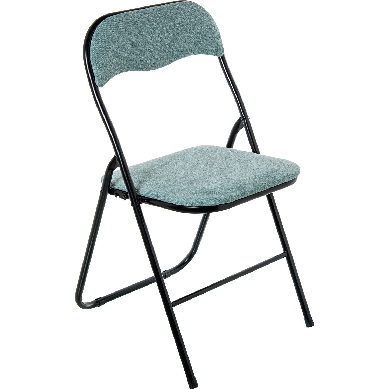 Folding chair, black metal, green fabric, 44x47x80cm, seat height: 45cm ST84931