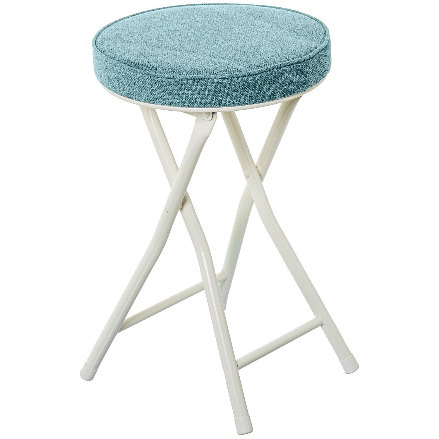Folding stool, white metal, green fabric, 30x49cm ST84934