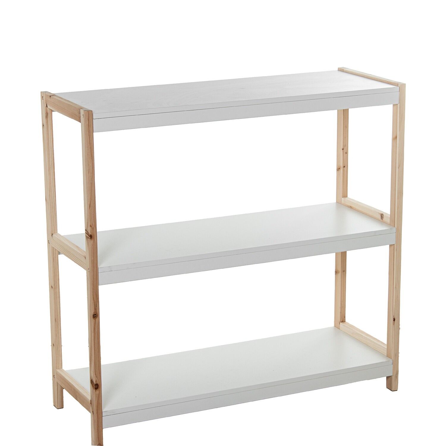 Estanteria madera 3 niveles blanco, natural 84x30x80cm ST85006