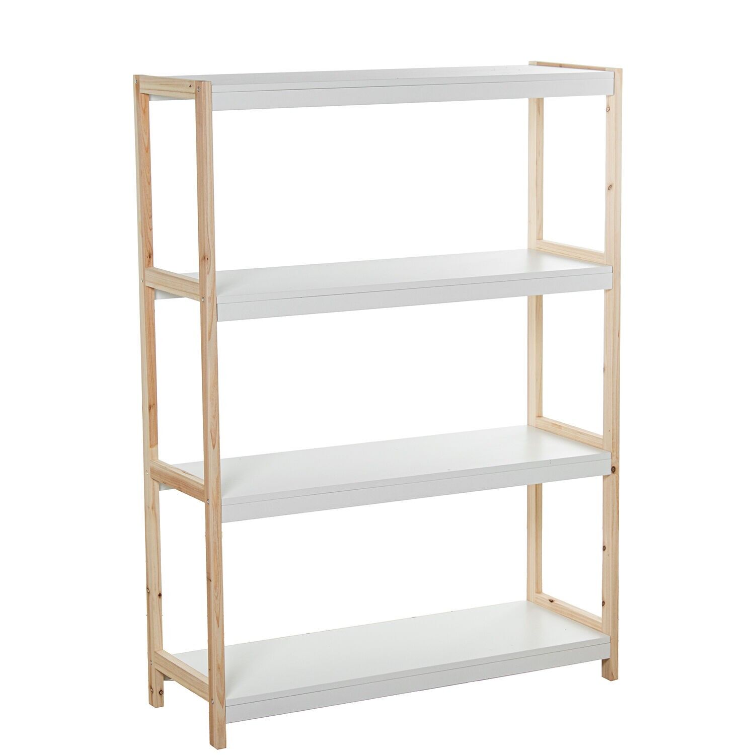 Estanteria madera 4 niveles blanco, natural 84x30x116cm ST85007