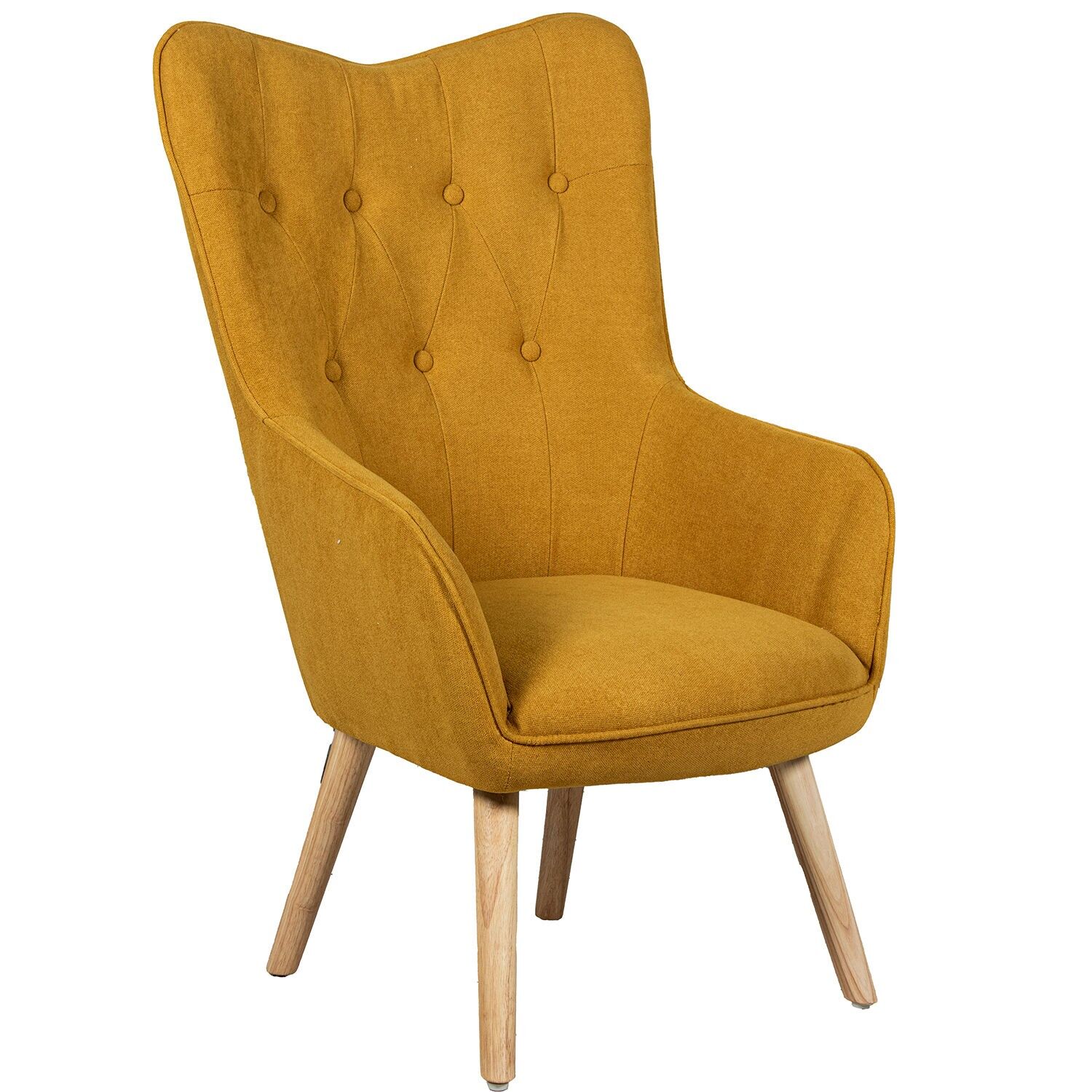 Sillon tela mostaza patas madera 65x71x99cm alt asiento:48cm ST85134