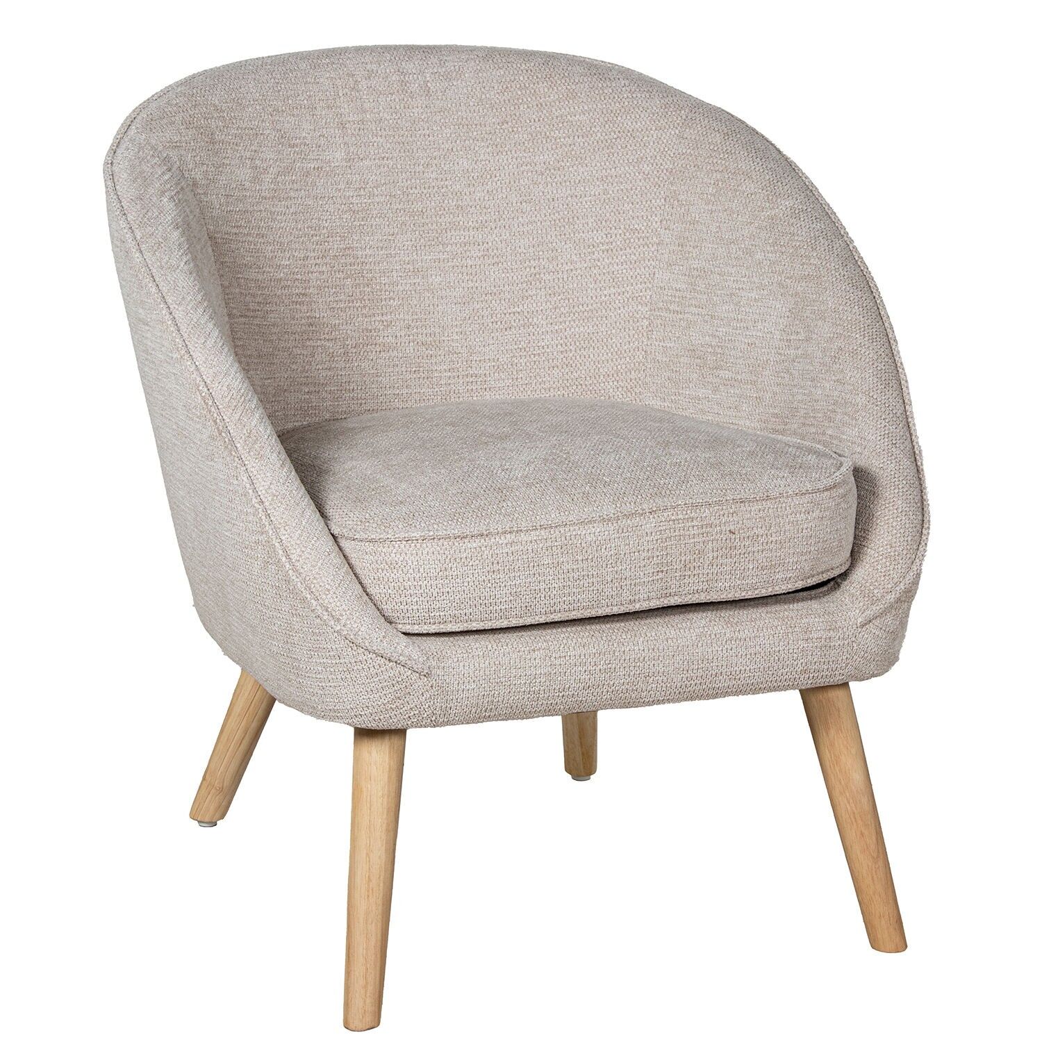 Sillon tela beige patas madera 76x73x67cm altasiento:46cm ST85135