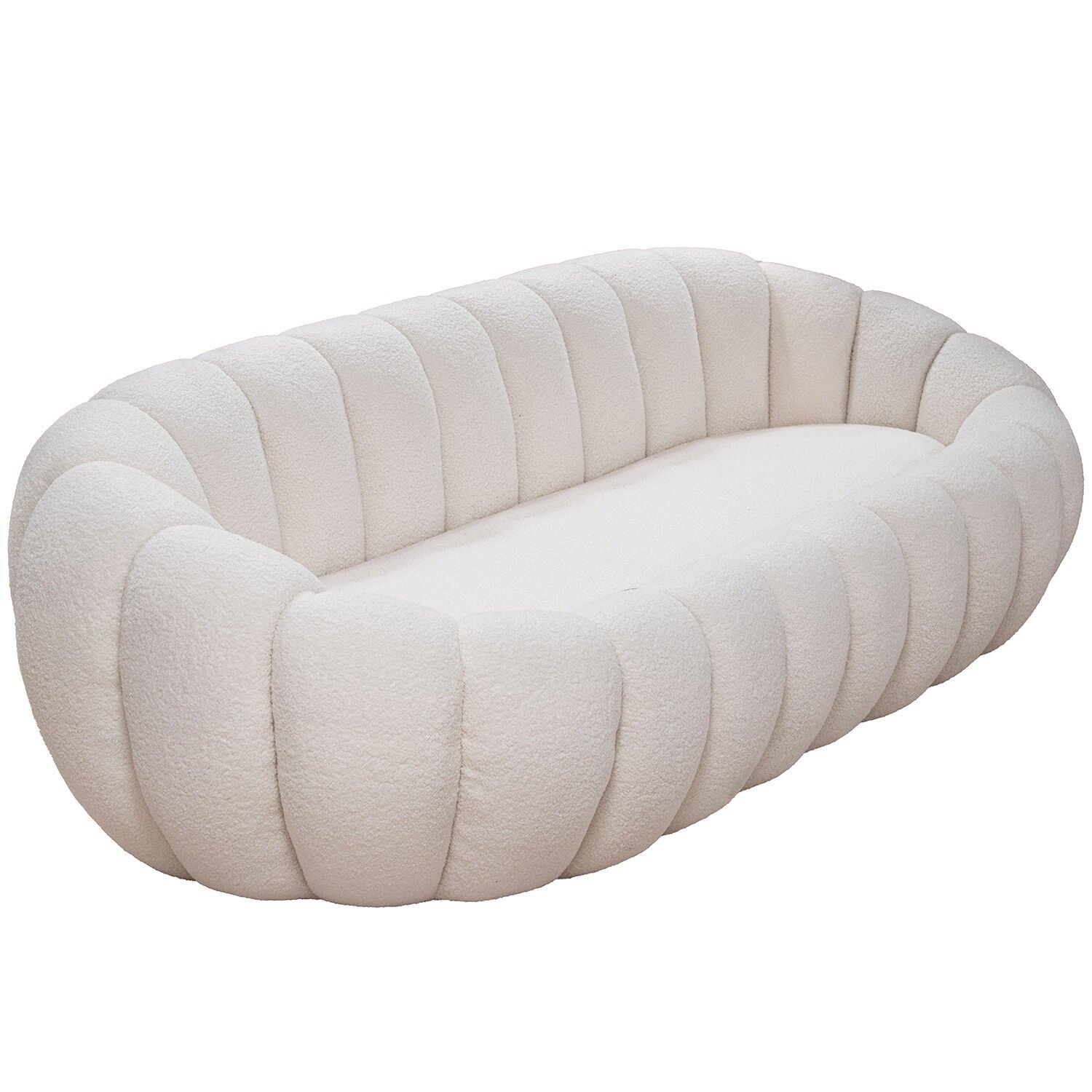 Sofa 3 plazas madera tela blanca 199x62x96cm altasiento:36cm ST85145