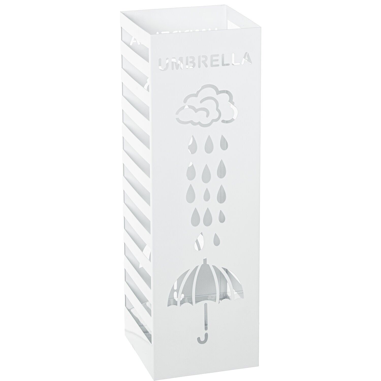 Paraguero metal cuadrado blanco lluvia 15, 5 x 15, 5 x 49 cm ST85186