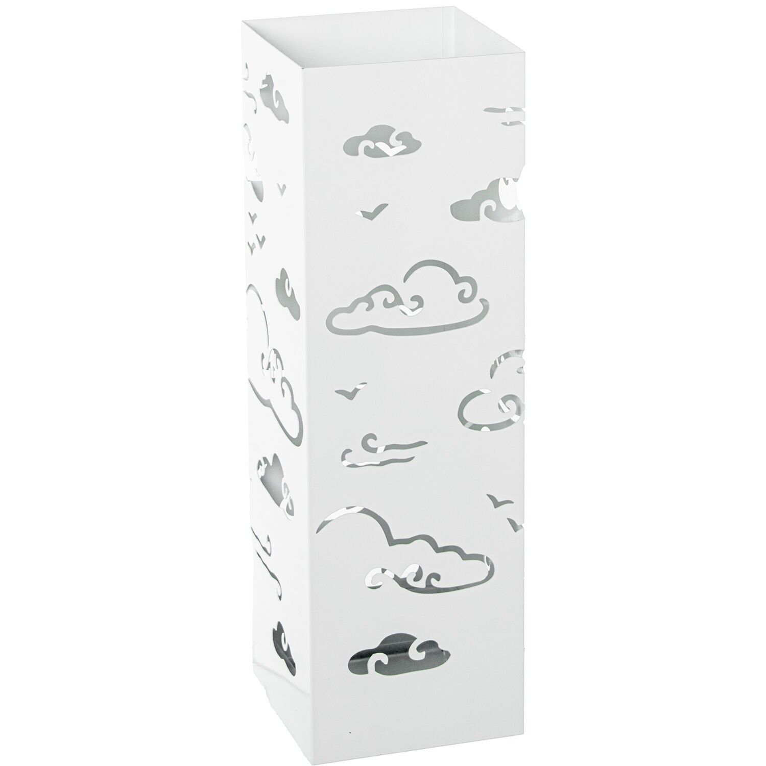Paraguero metal cuadrado blanco nubes 15, 5 x 15, 5 x 49 cm ST85183