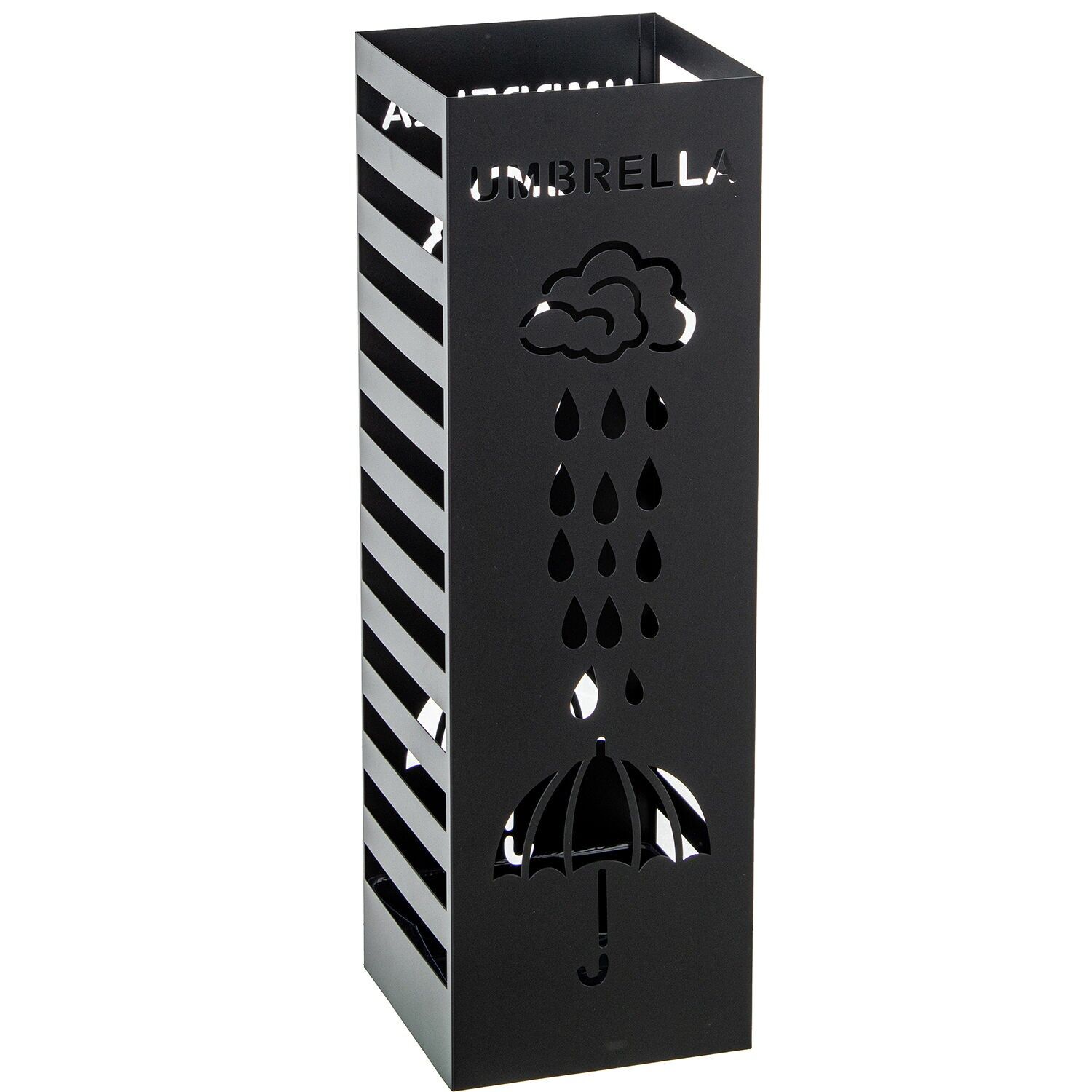 Square metal umbrella stand, black rain color, 15.5 x 15.5 x 49 cm ST85187